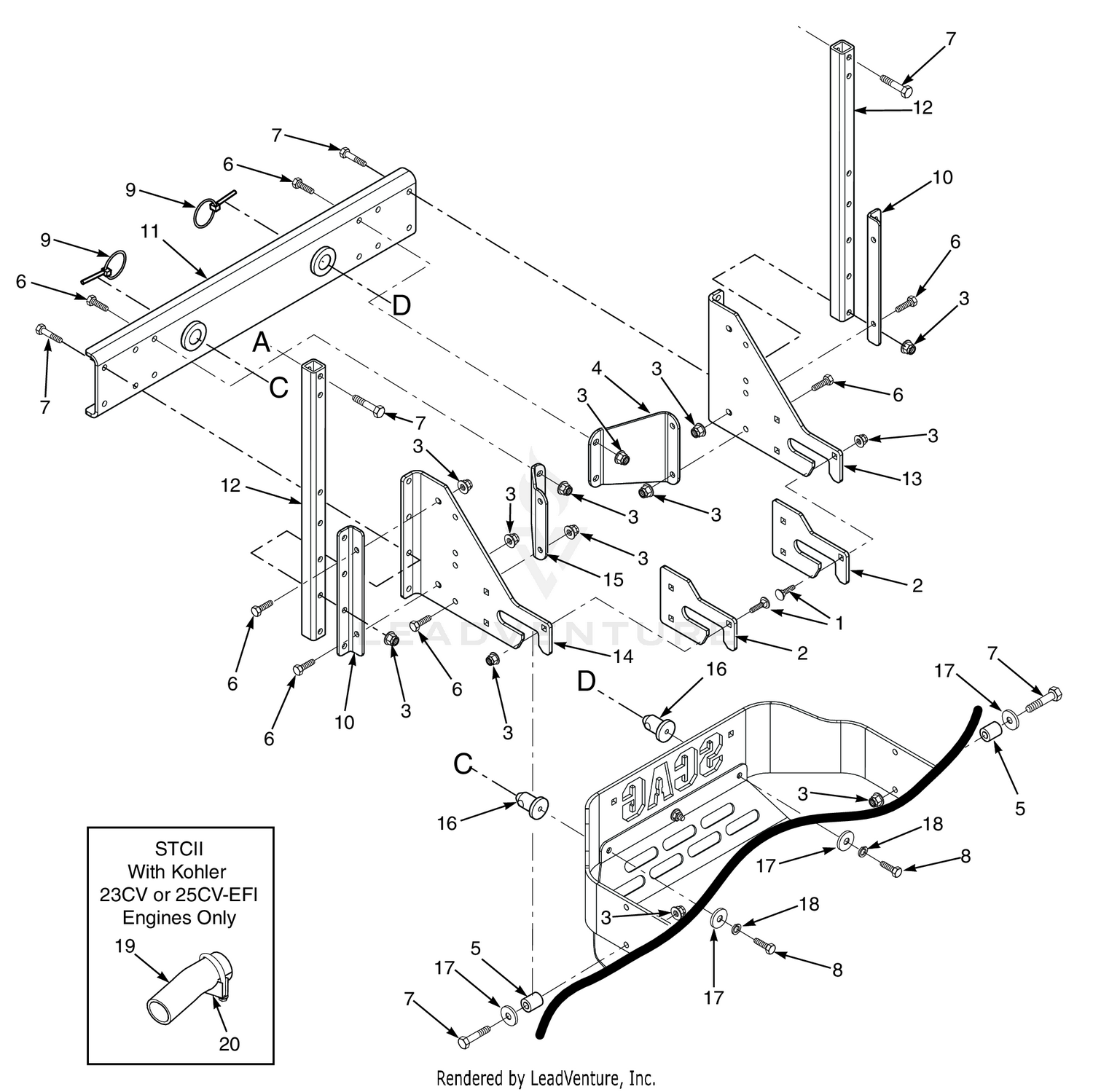 SCZ 48"/52" STCII 48"/52"/61" BAG SUPPORT COMPONENTS (LOWER)