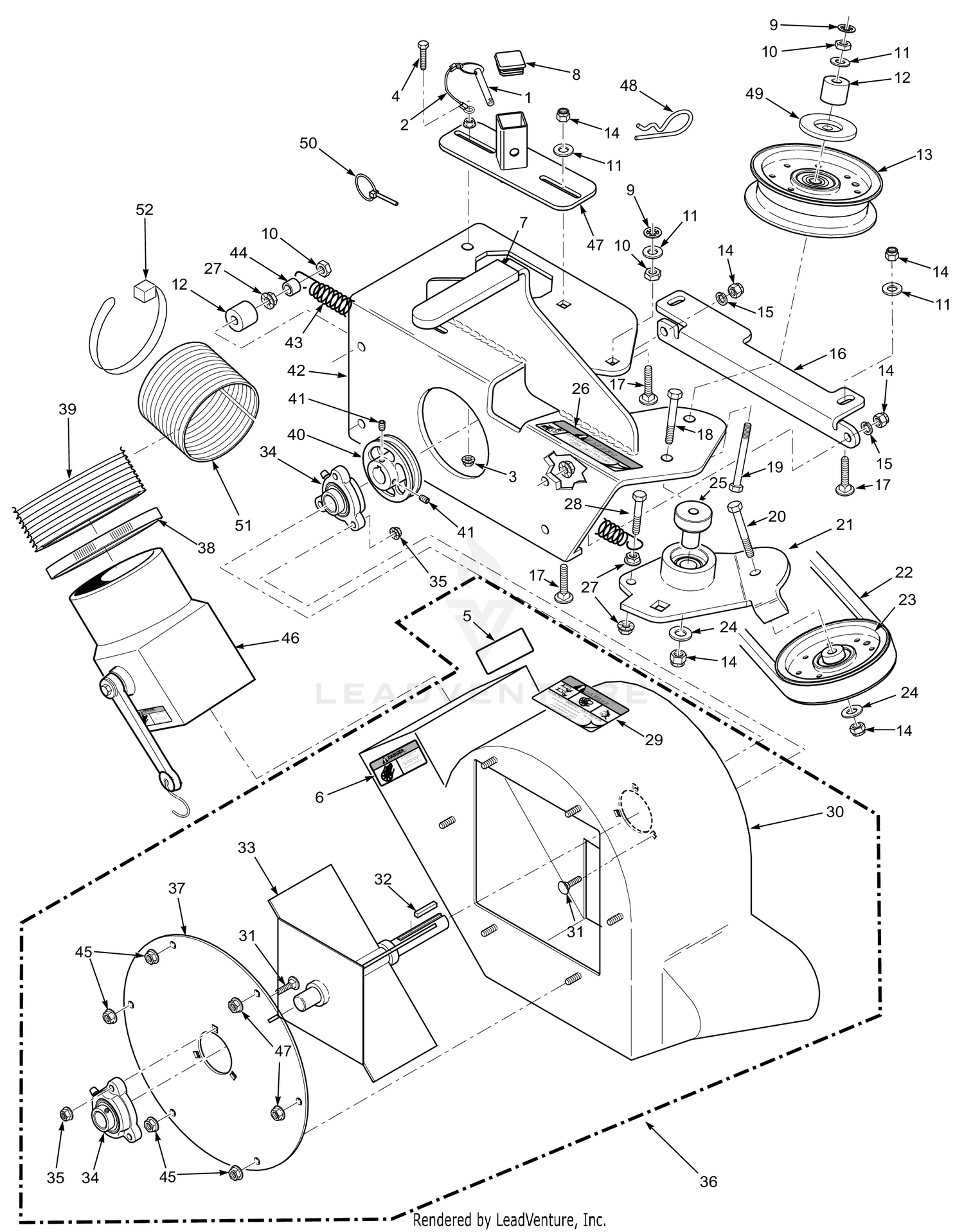 STCII 48"/52" & SCZ 48"/52" BLOWER HOUSING ASSEMBLY