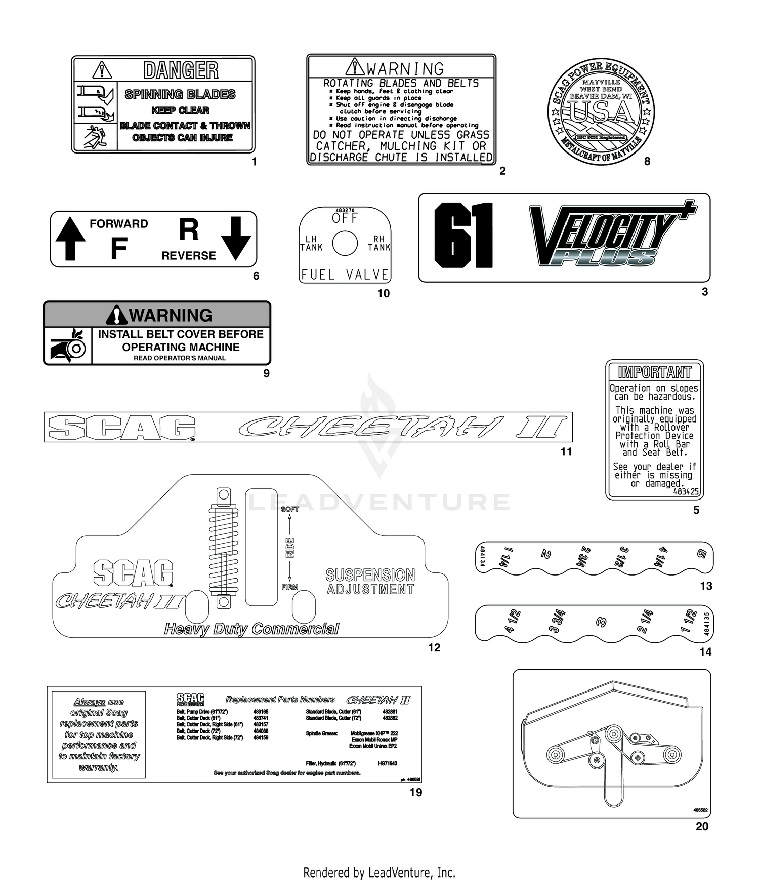 REPLACEMENT DECALS AND INFORMATION PLATES I