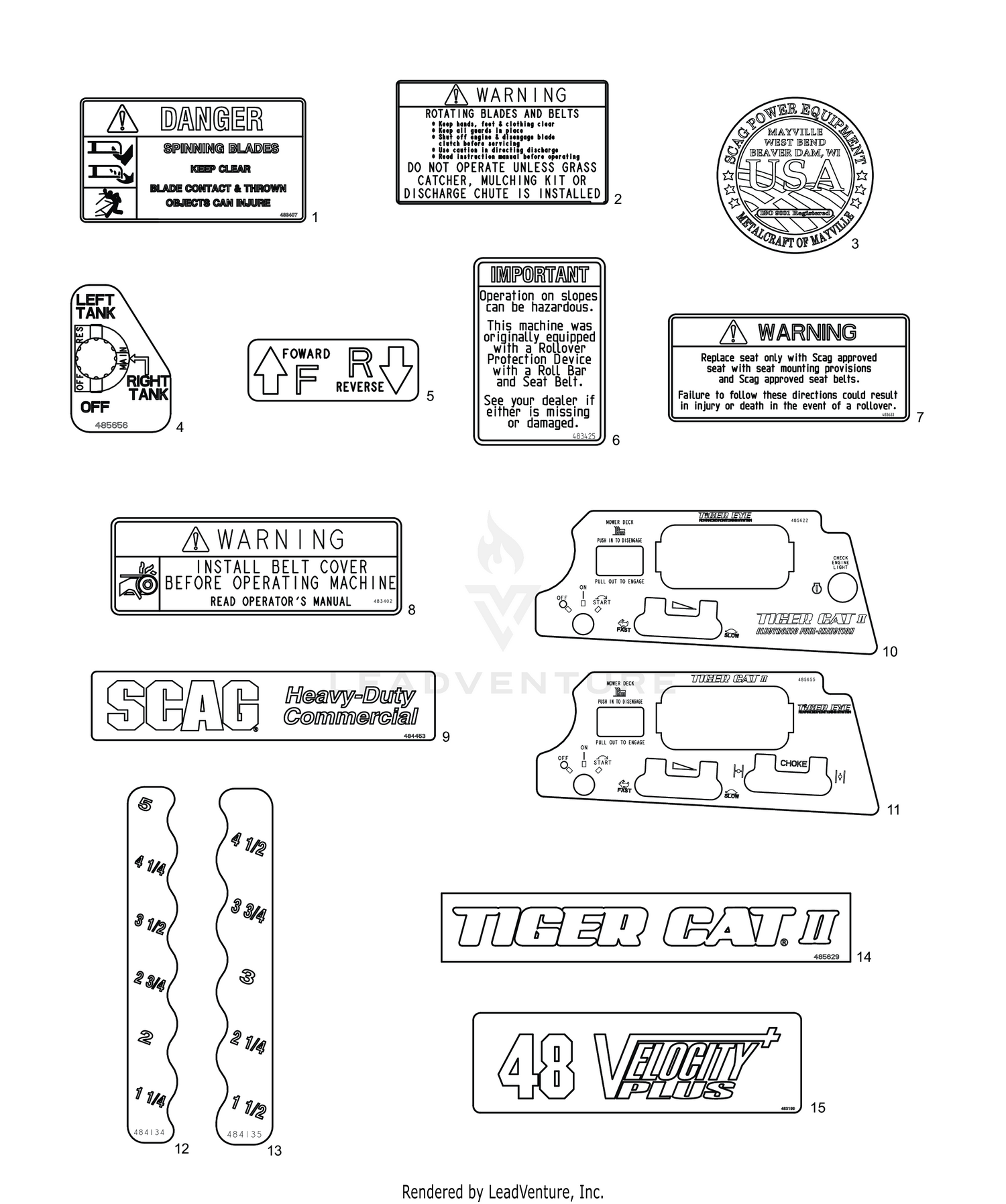 REPLACEMENT DECALS AND INFORMATION PLATES I