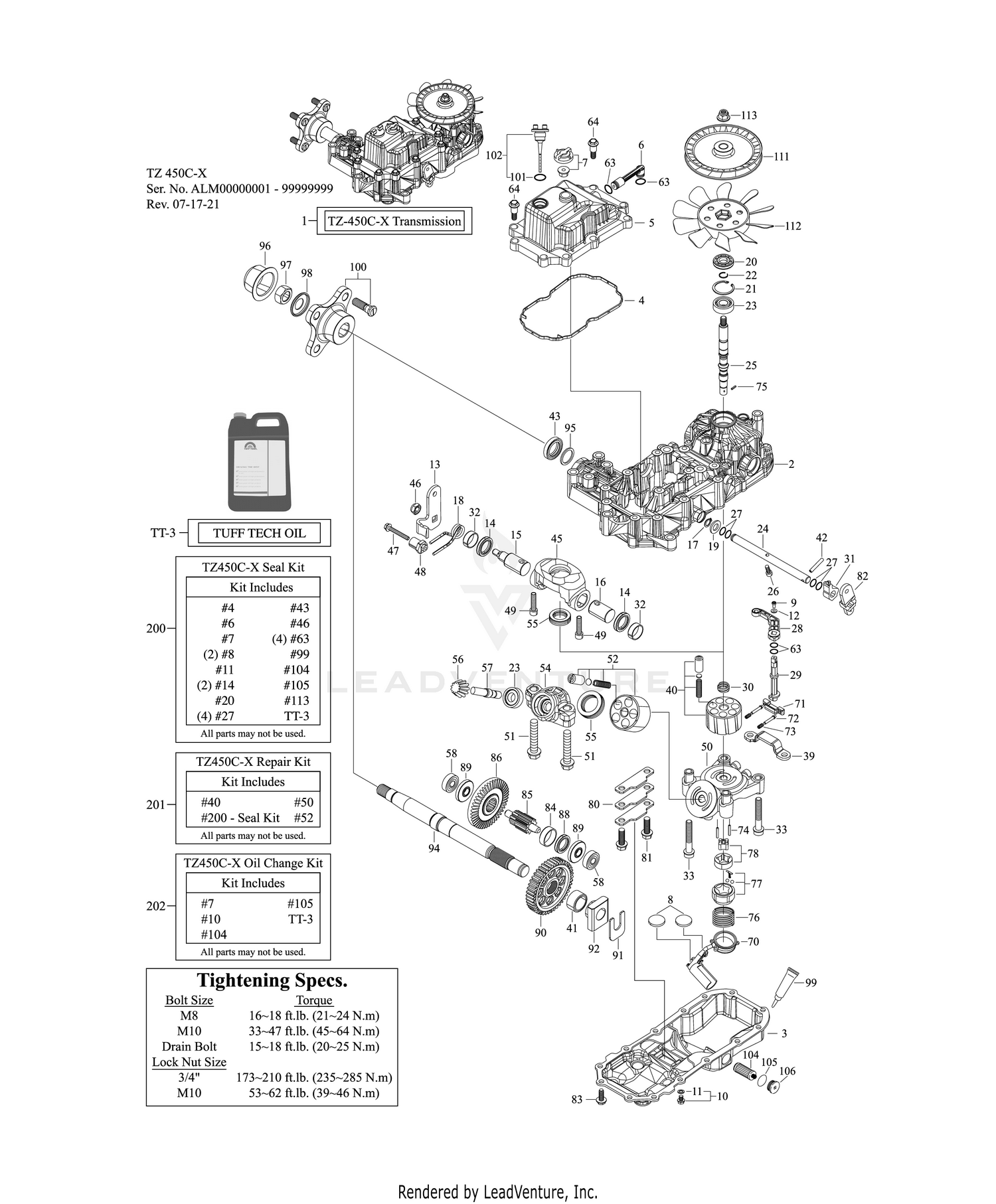 TUFF TORQ TRANSAXLE - LH (TZ-450C-X 48")