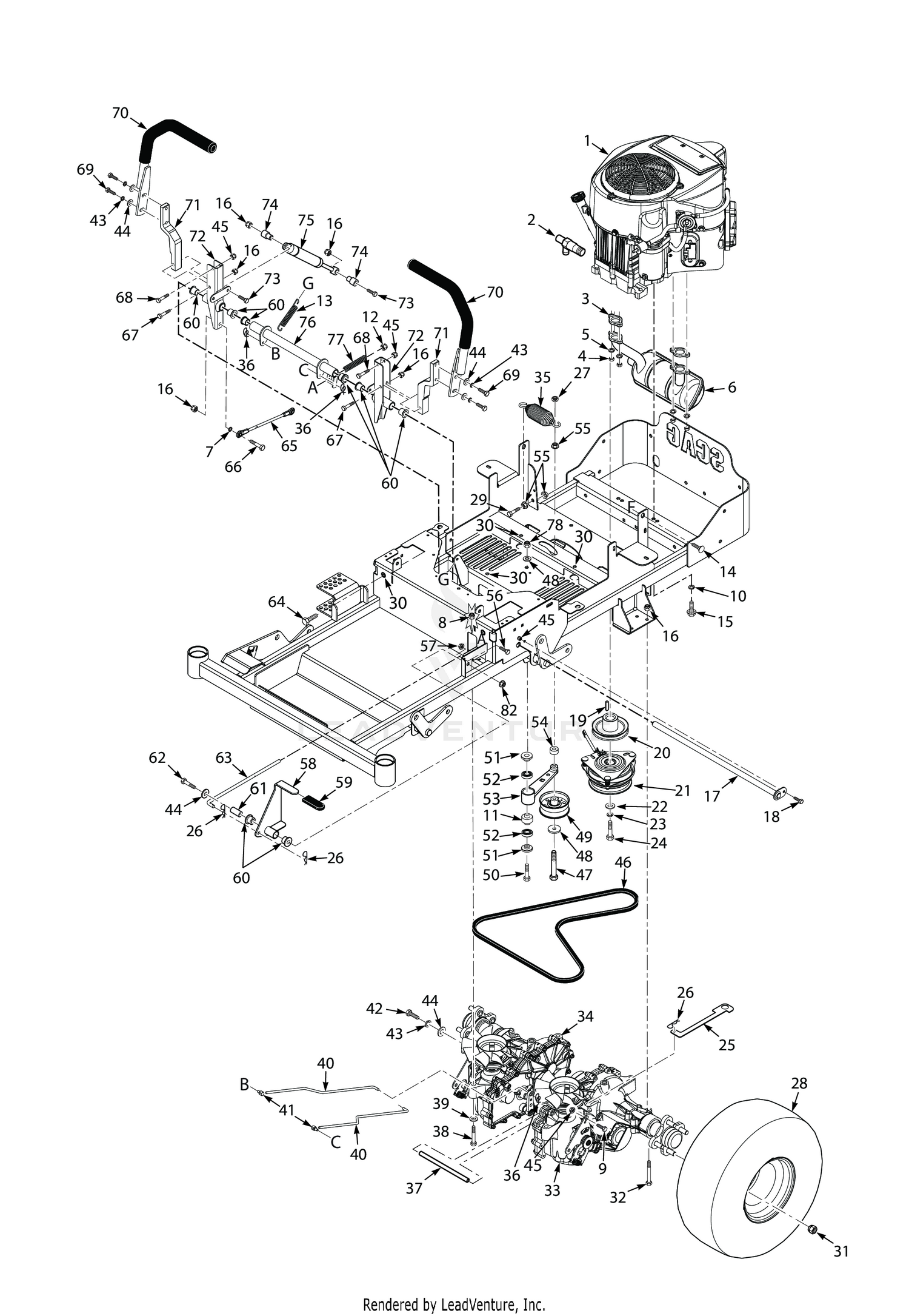 36H & 42H DRIVE SYSTEM COMPONENTS - HYDRO-GEAR AXLES