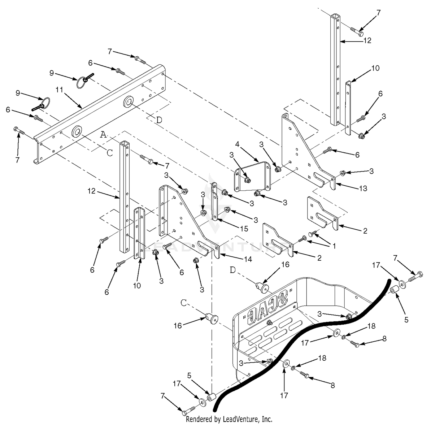 SCZ 48"/52" STCII 48"/52"/61" Bag Support Components (Lower)