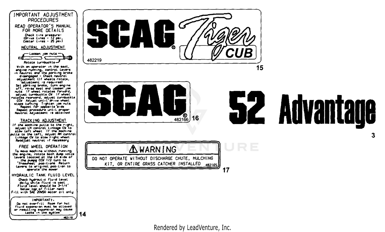 Replacement Decals And Information Plates