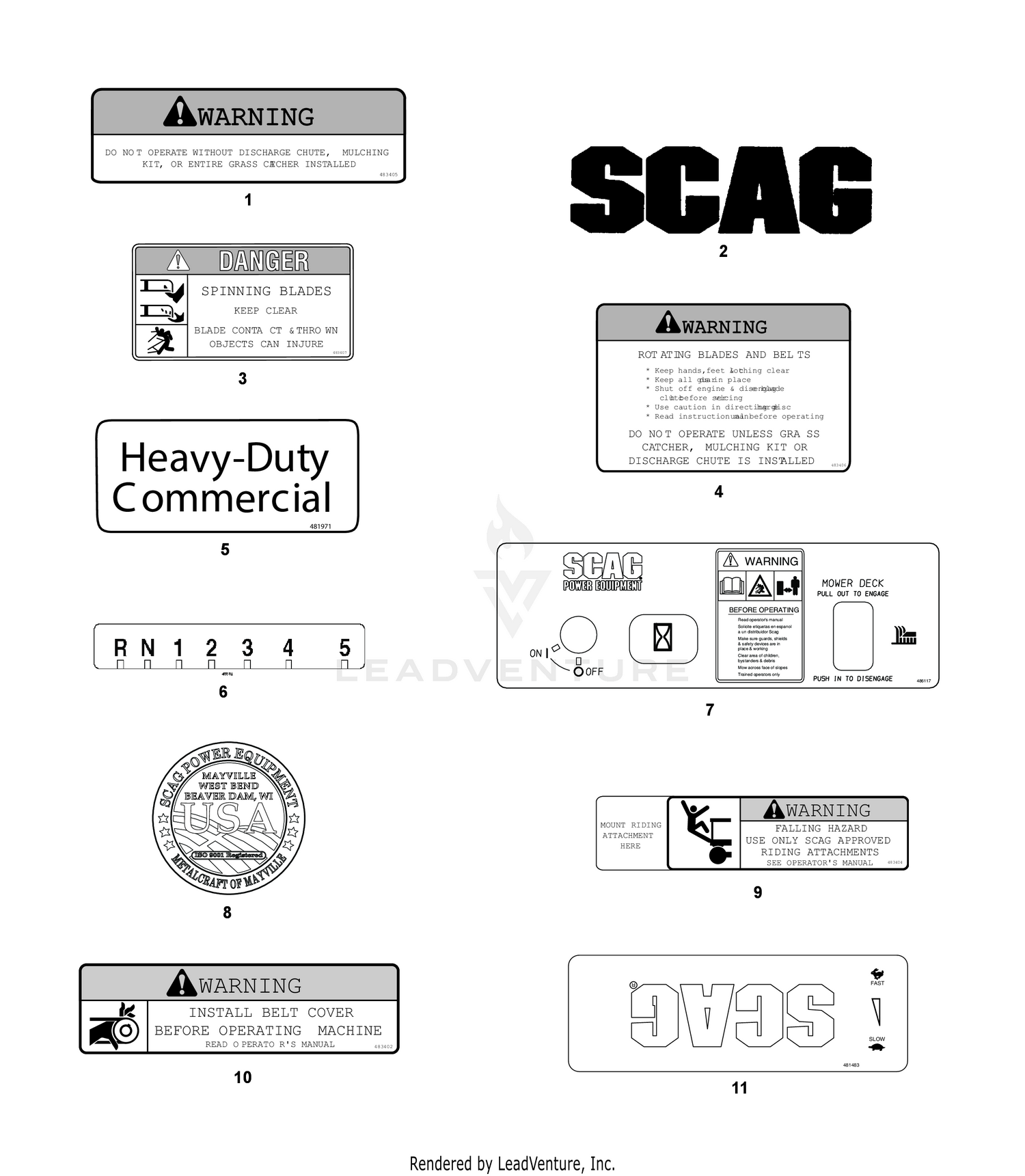 REPLACEMENT DECALS AND INFORMATION PLATES 1