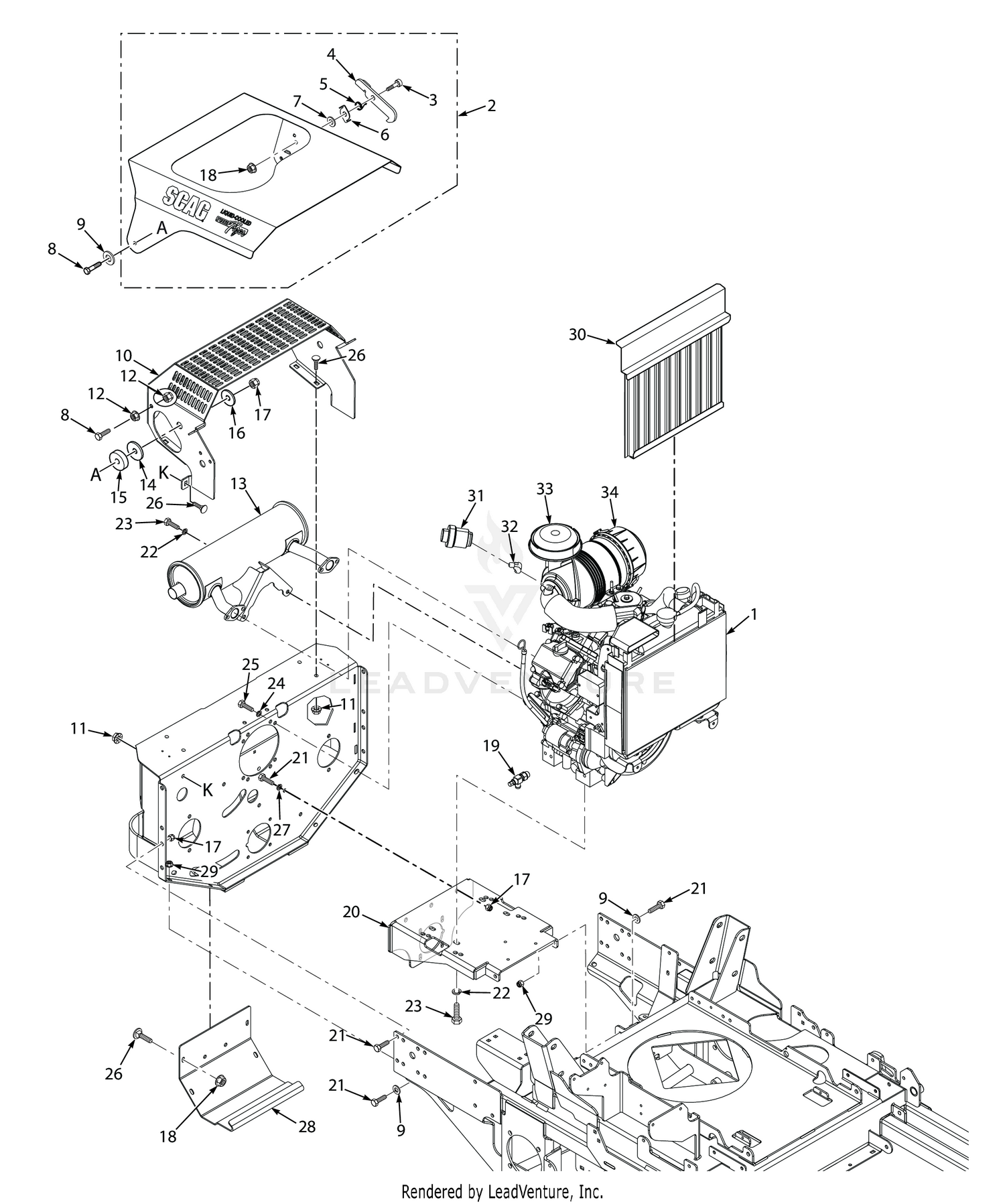 STTII ENGINE & ATTACHING PARTS - LIQUID COOLED (GASOLINE)