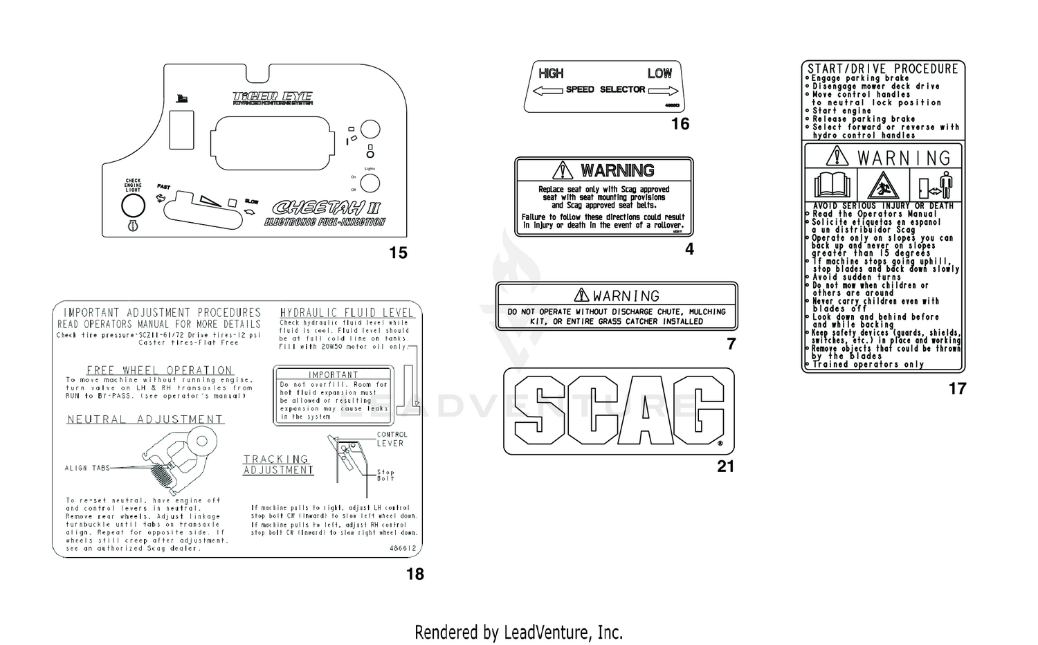 REPLACEMENT DECALS AND INFORMATION PLATES II