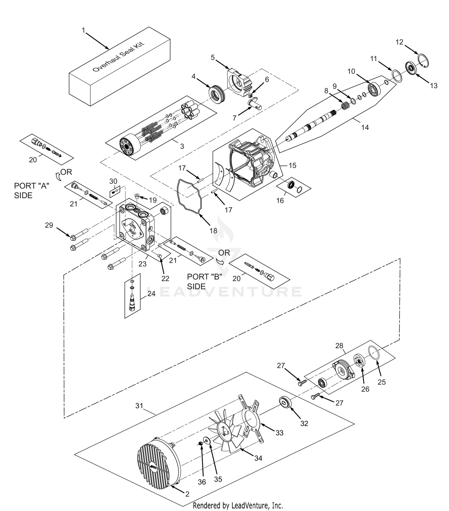 BDP-16A HYDRAULIC PUMP ASSEMBLY with COOLING FAN