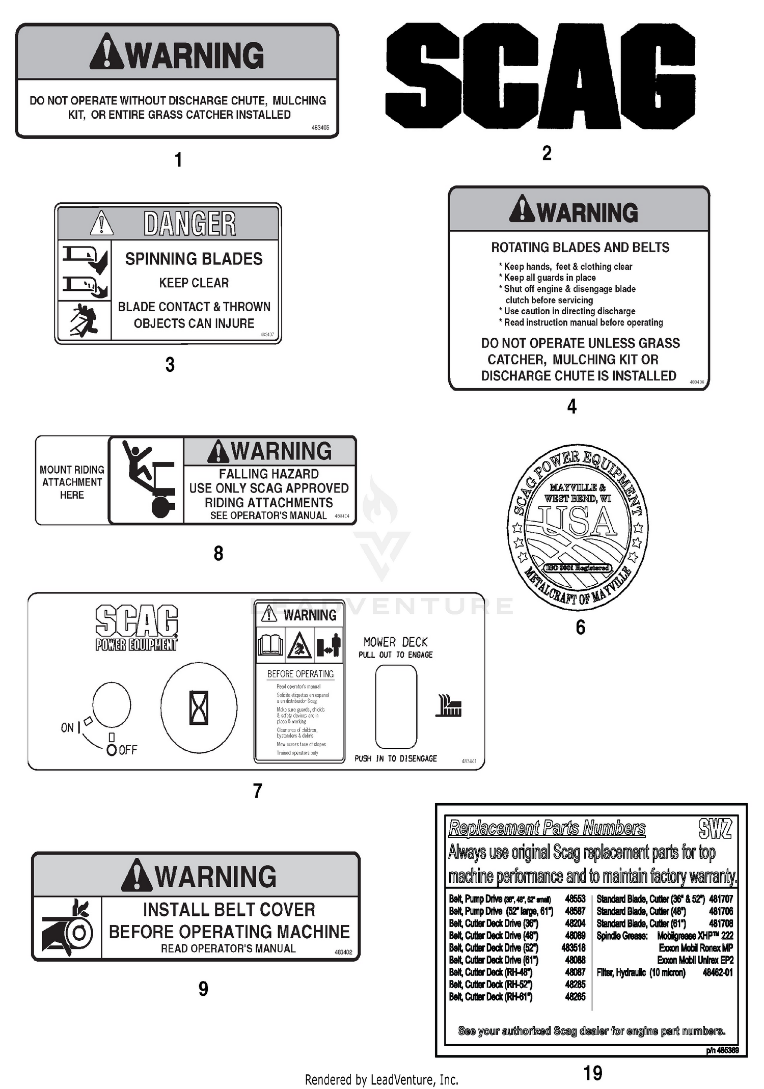 Replacement Decals And Information Plates