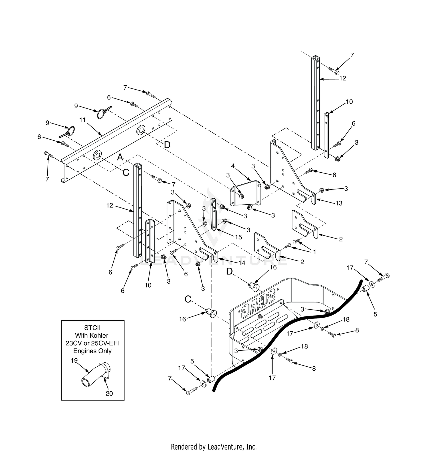SCZ 48"/52" & STCII 48"/52"/61" BAG SUPPORT COMPONENTS (LOWER)