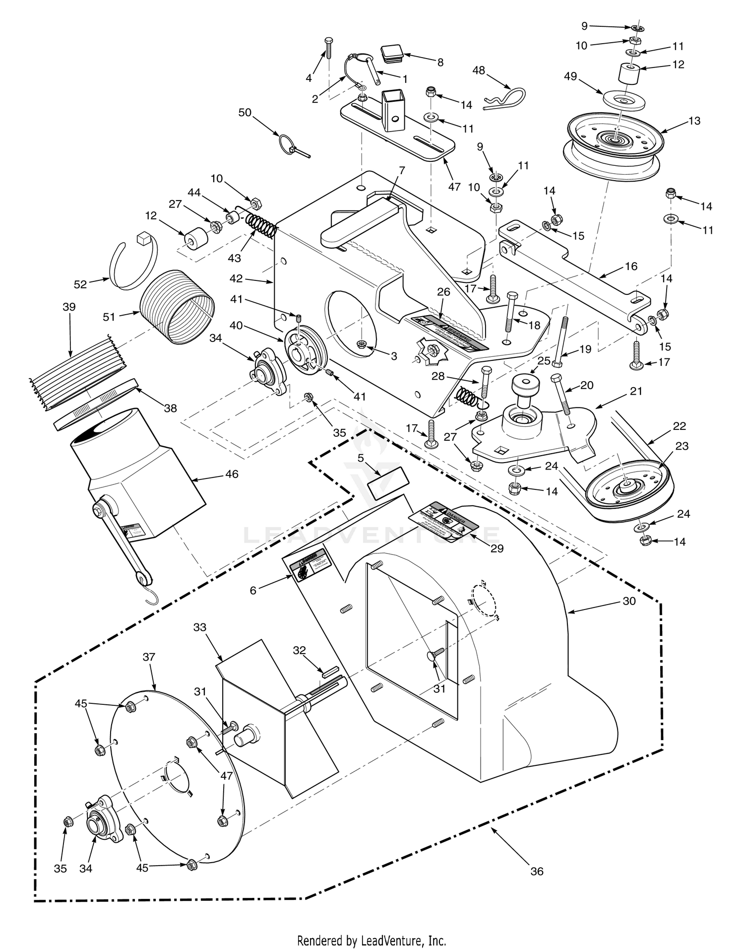 STCII 48"/52" & SCZ 48"/52" BLOWER HOUSING ASSEMBLY