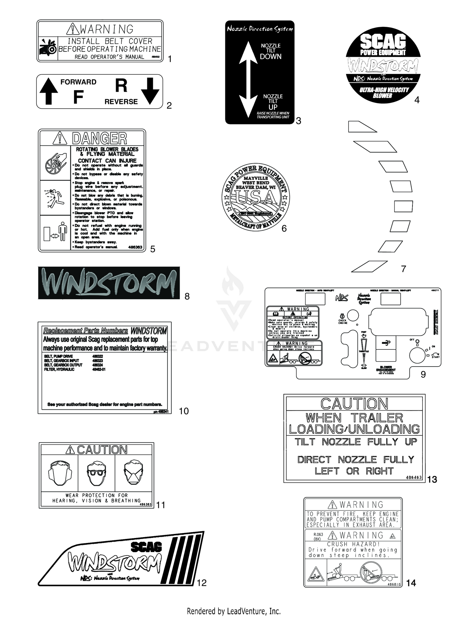 REPLACEMENT DECALS AND INFORMATION PLATES