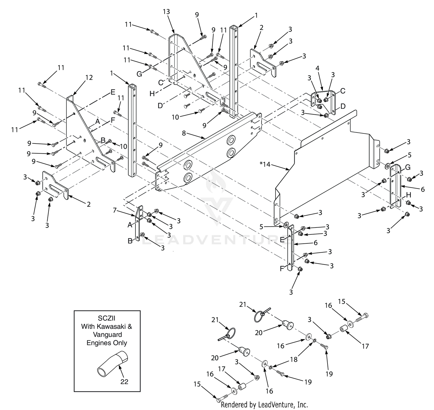 SCZ-61" / SCZII-61" STT 52"/61" & STTII 52"/61" BAG SUPPORT COMPONENTS (LOWER)