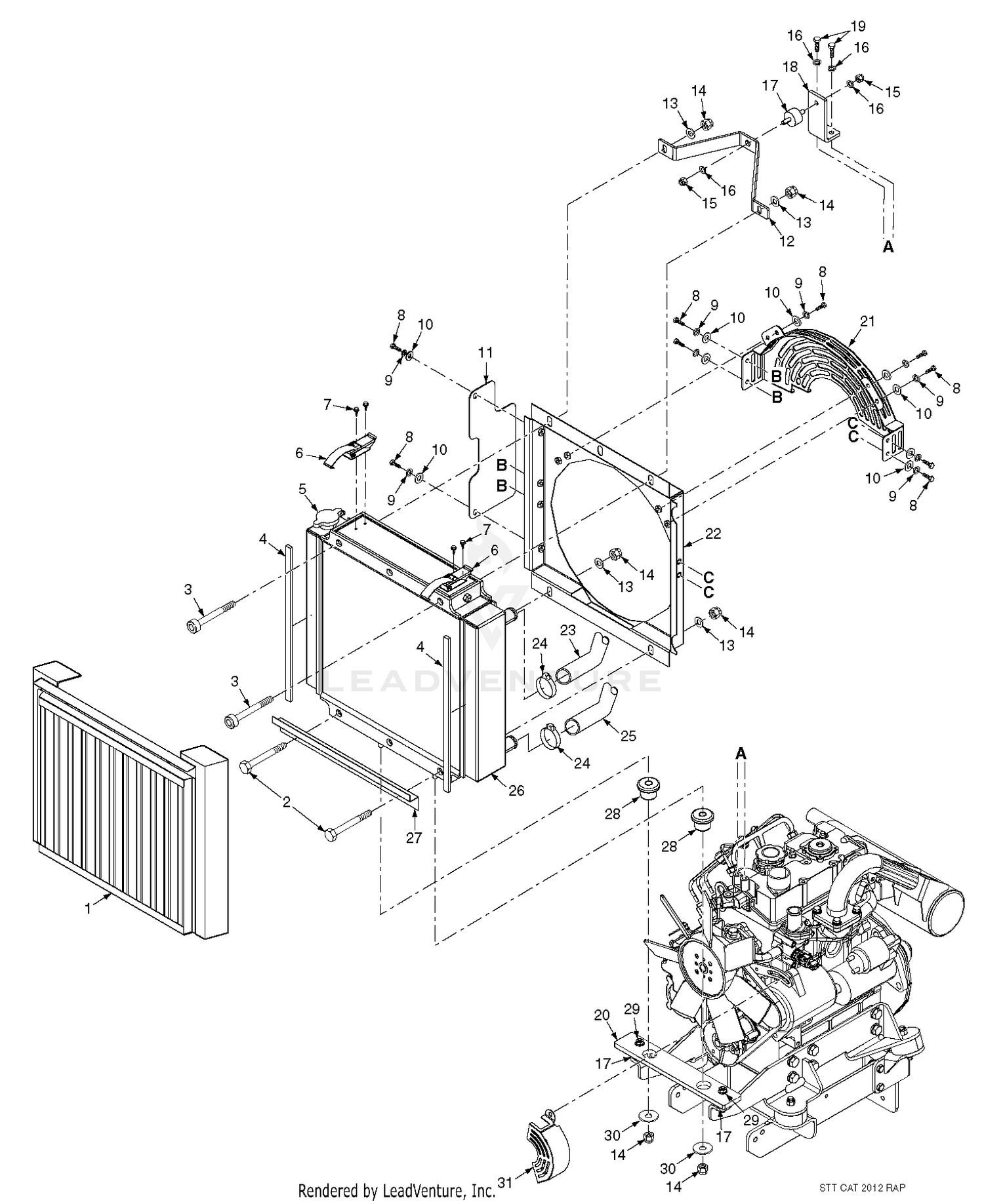 Radiator & Attaching Parts - Cat Diesel