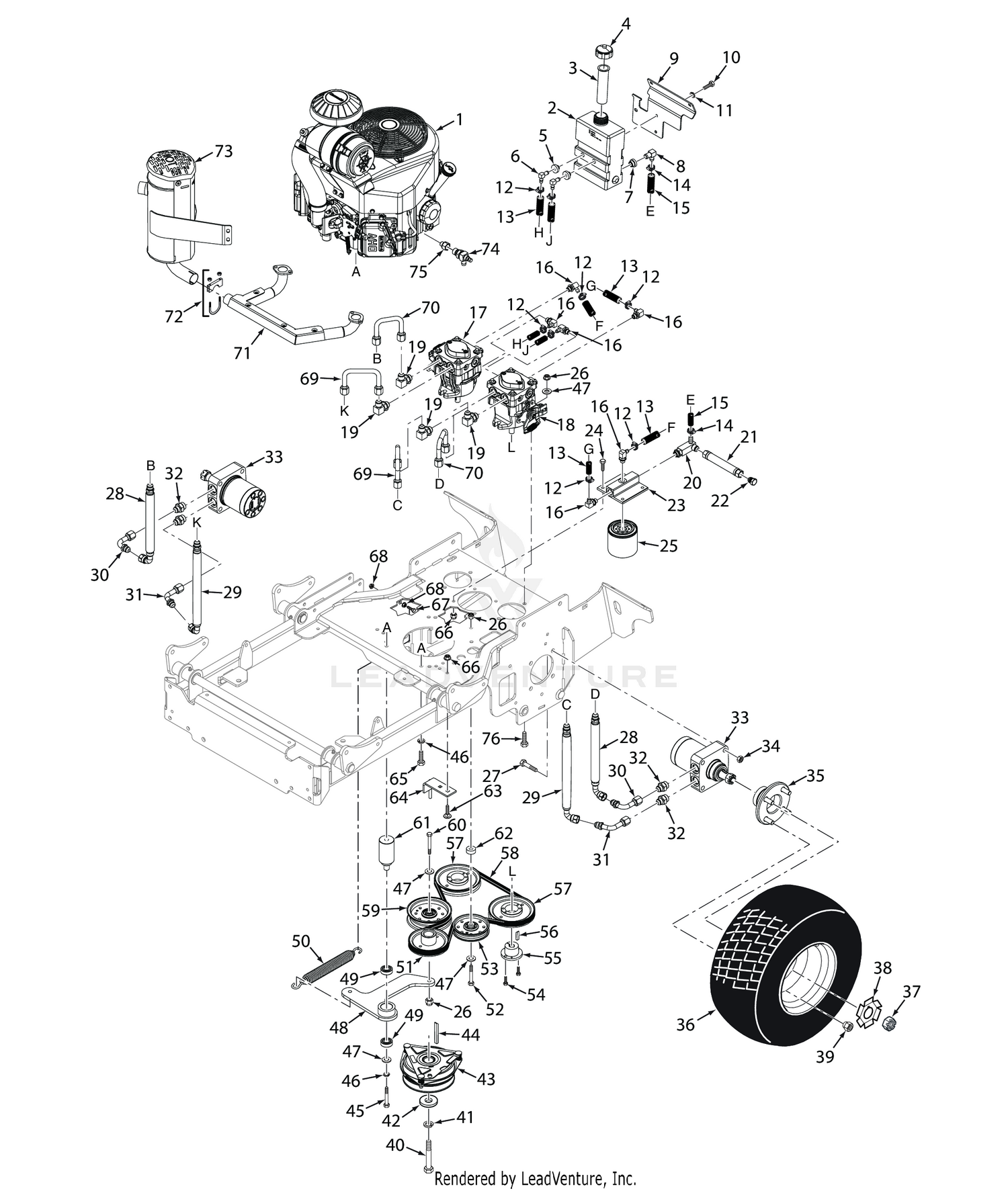 SVRII-32A / 36A HYDRAULICS AND ENGINE COMPONENTS