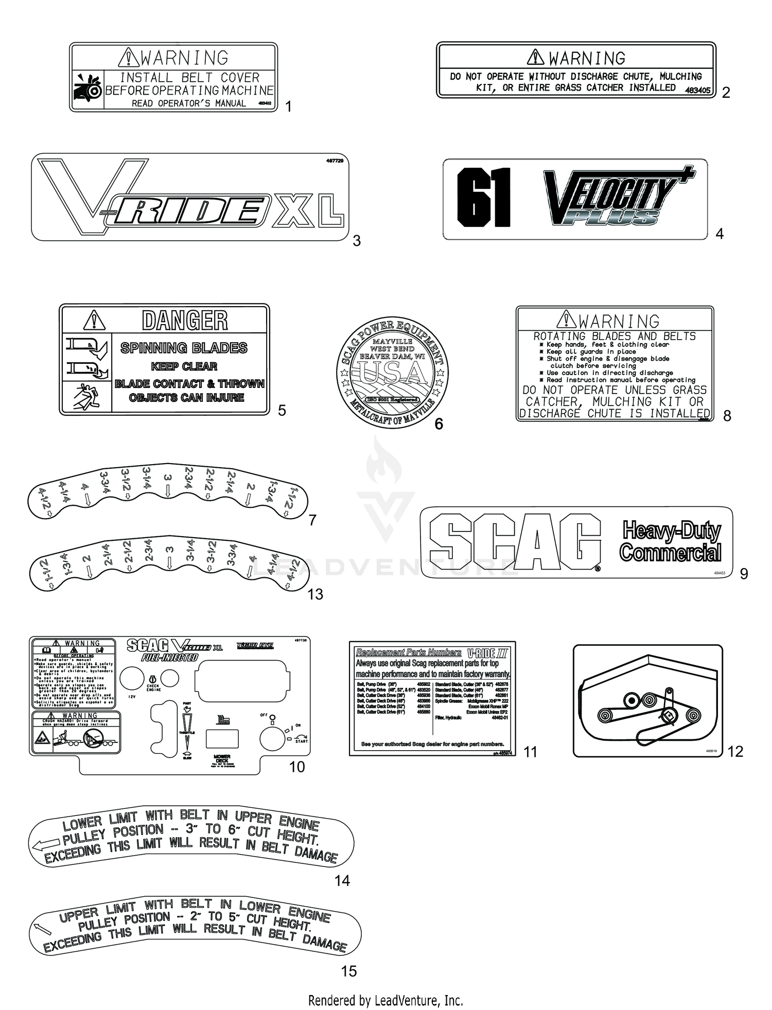 REPLACEMENT DECALS AND INFORMATION PLATES