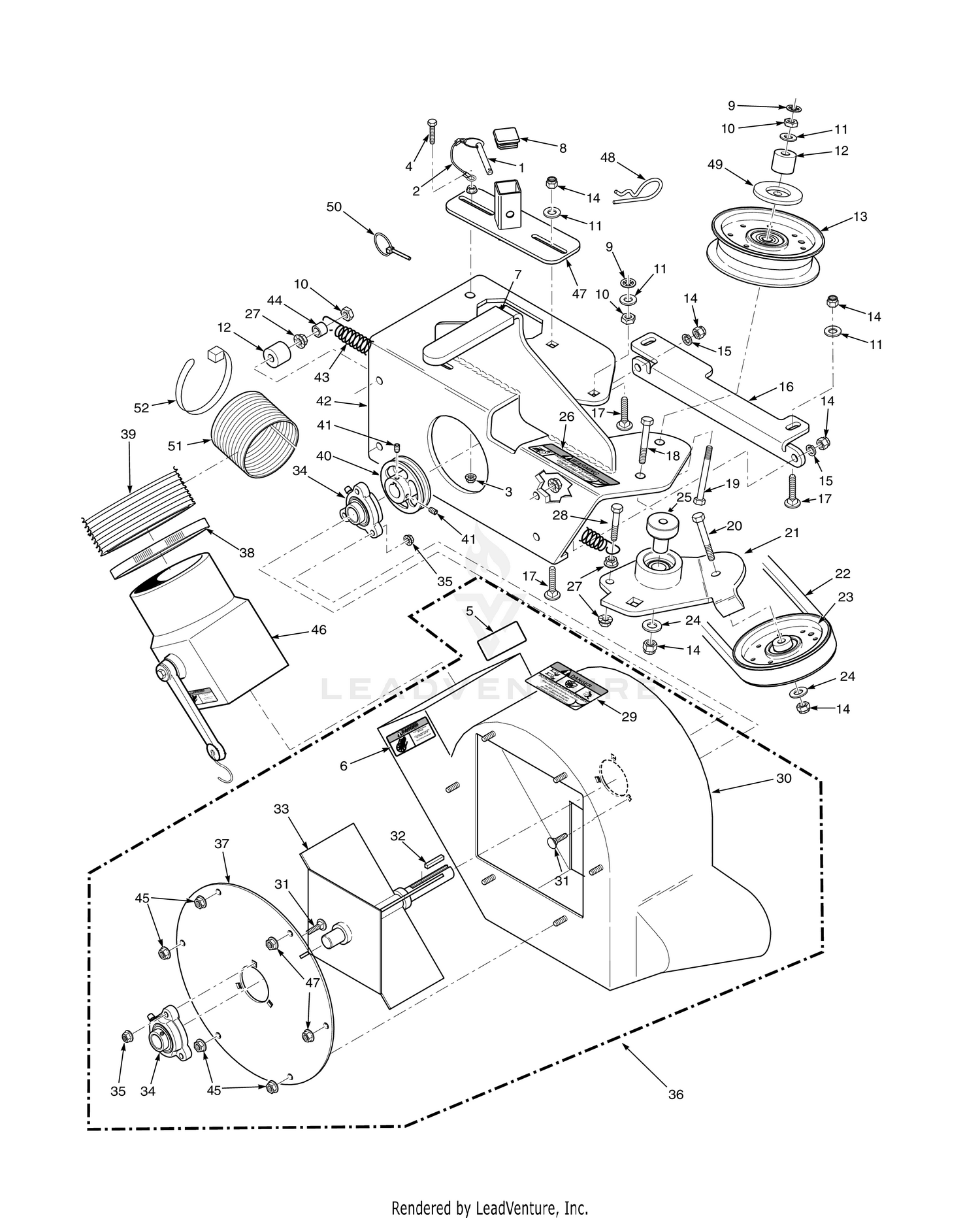 STCII 48"/52" & SCZ 48"/52" BLOWER HOUSING ASSEMBLY