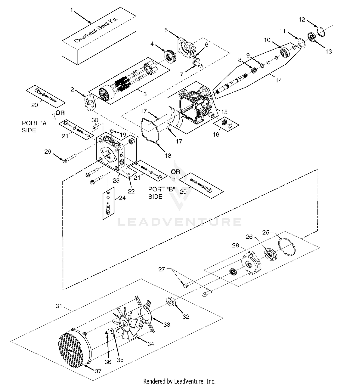 BDP - 16A Hydraulic Pump Assembly with Cooling Fan