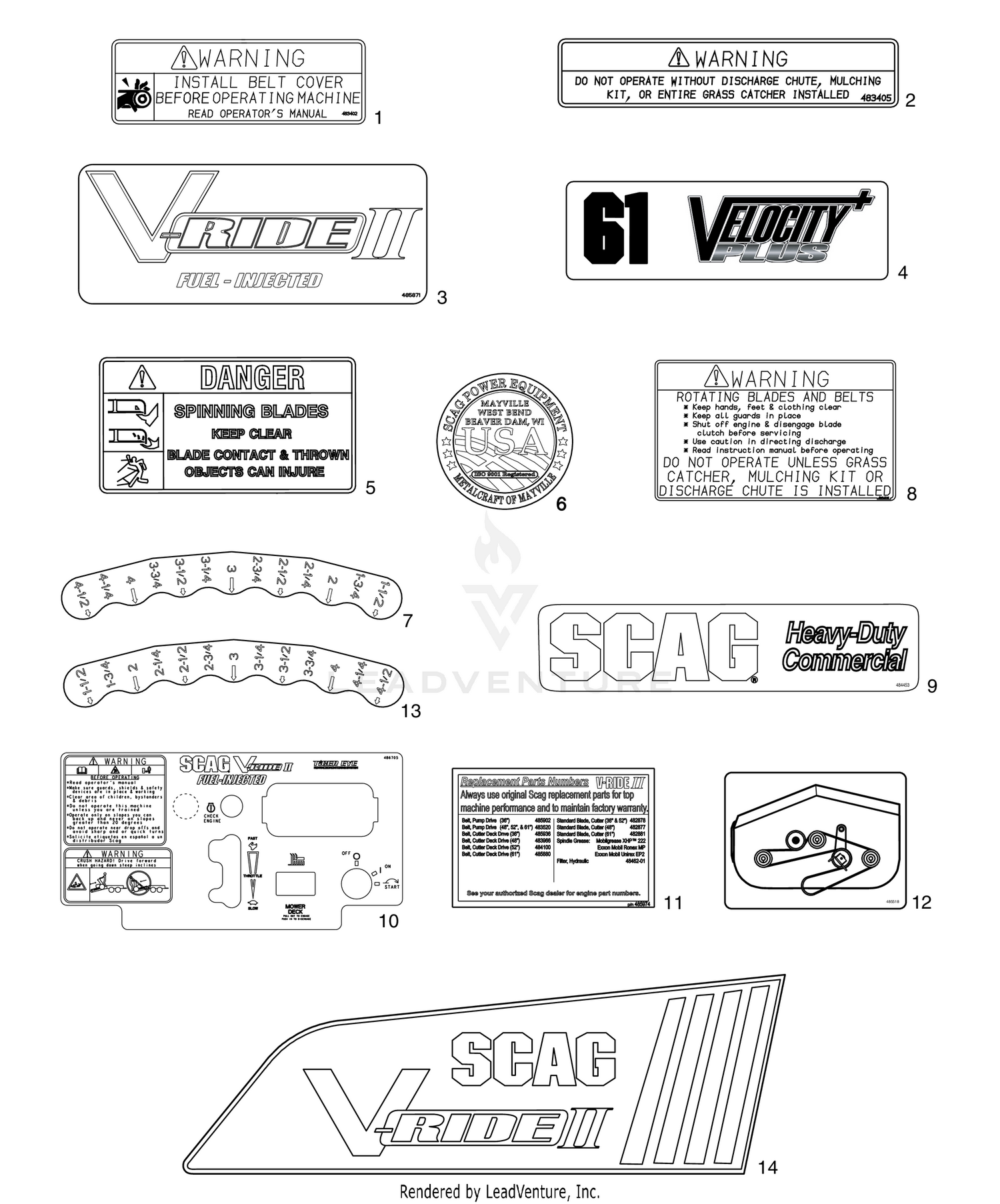 REPLACEMENT DECALS AND INFORMATION PLATES