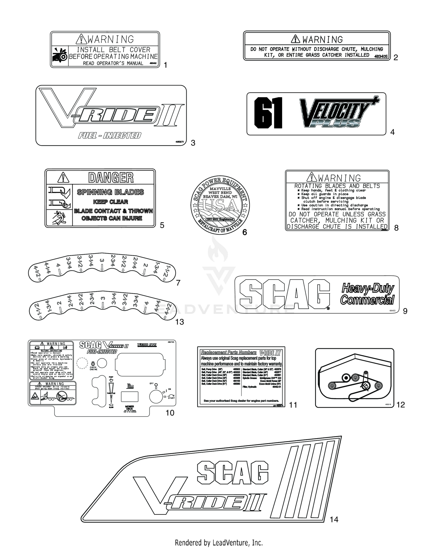 REPLACEMENT DECALS AND INFORMATION PLATES