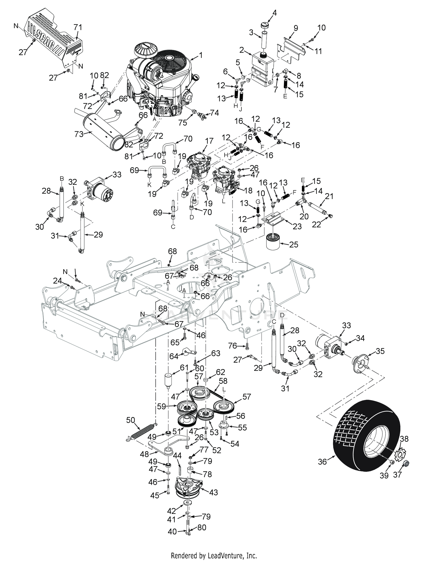 SVRII-32A / 36A HYDRAULICS AND ENGINE COMPONENTS