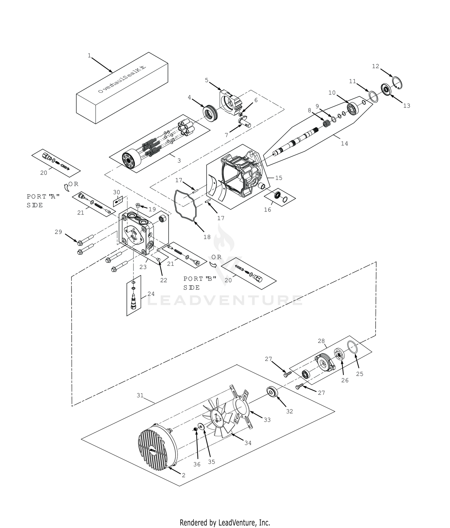 BDP-16A HYDRAULIC PUMP ASSEMBLY WITH COOLING FAN