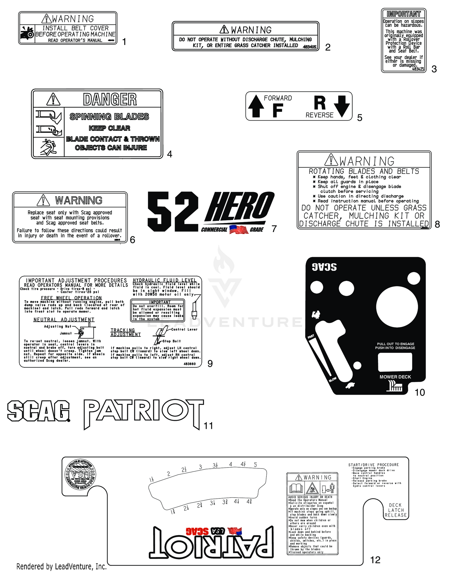 REPLACEMENT DECALS AND INFORMATION PLATES