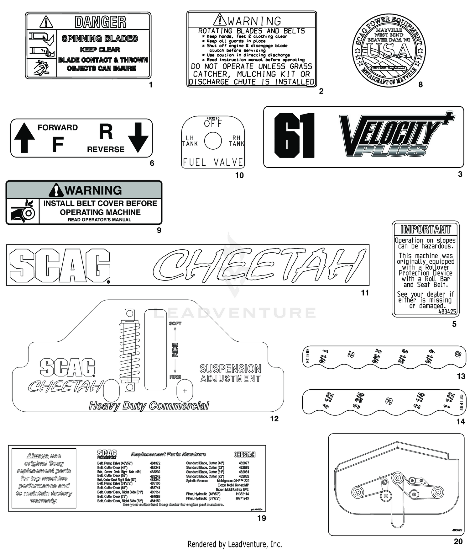 REPLACEMENT DECALS AND INFORMATION PLATES I