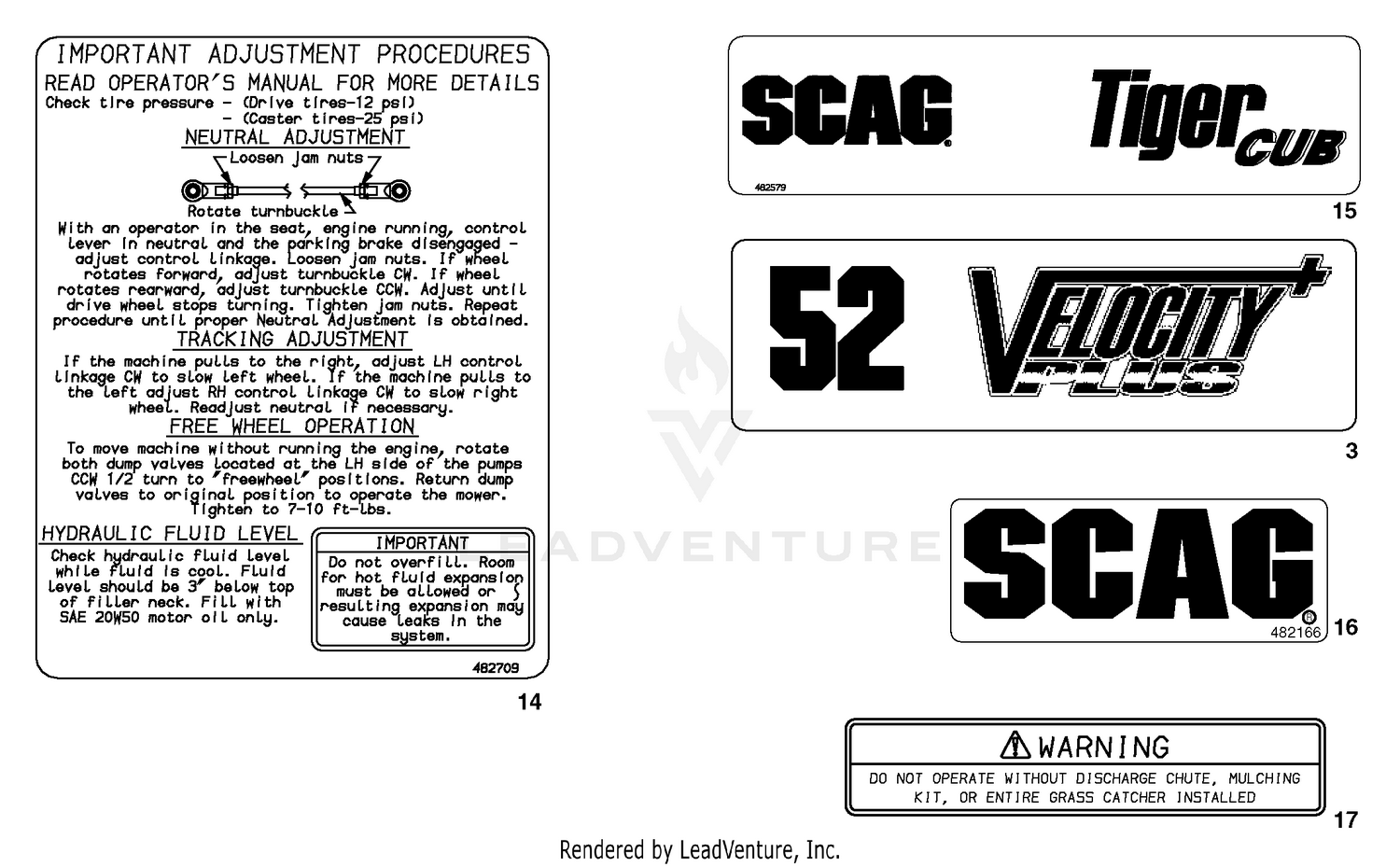 Replacement Decal And Information Plates (Part 2)