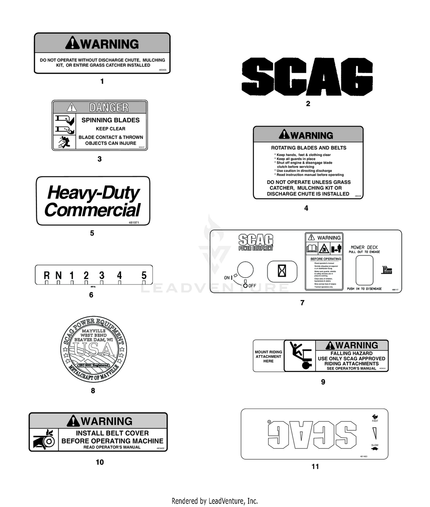 REPLACEMENT DECALS AND INFORMATION PLATES I