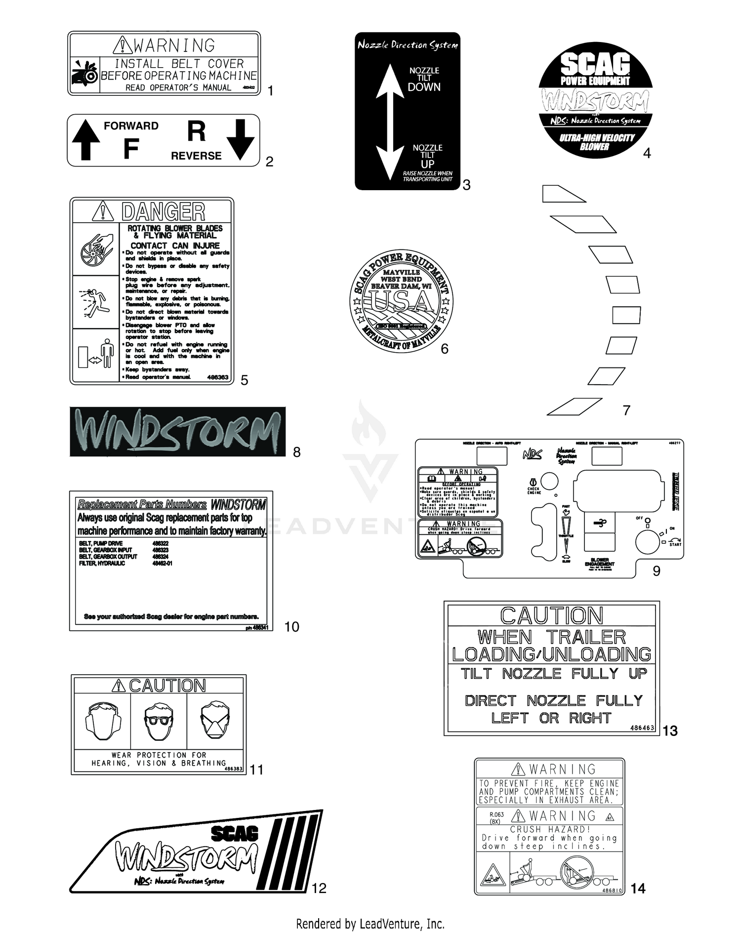 REPLACEMENT DECALS AND INFORMATION PLATES