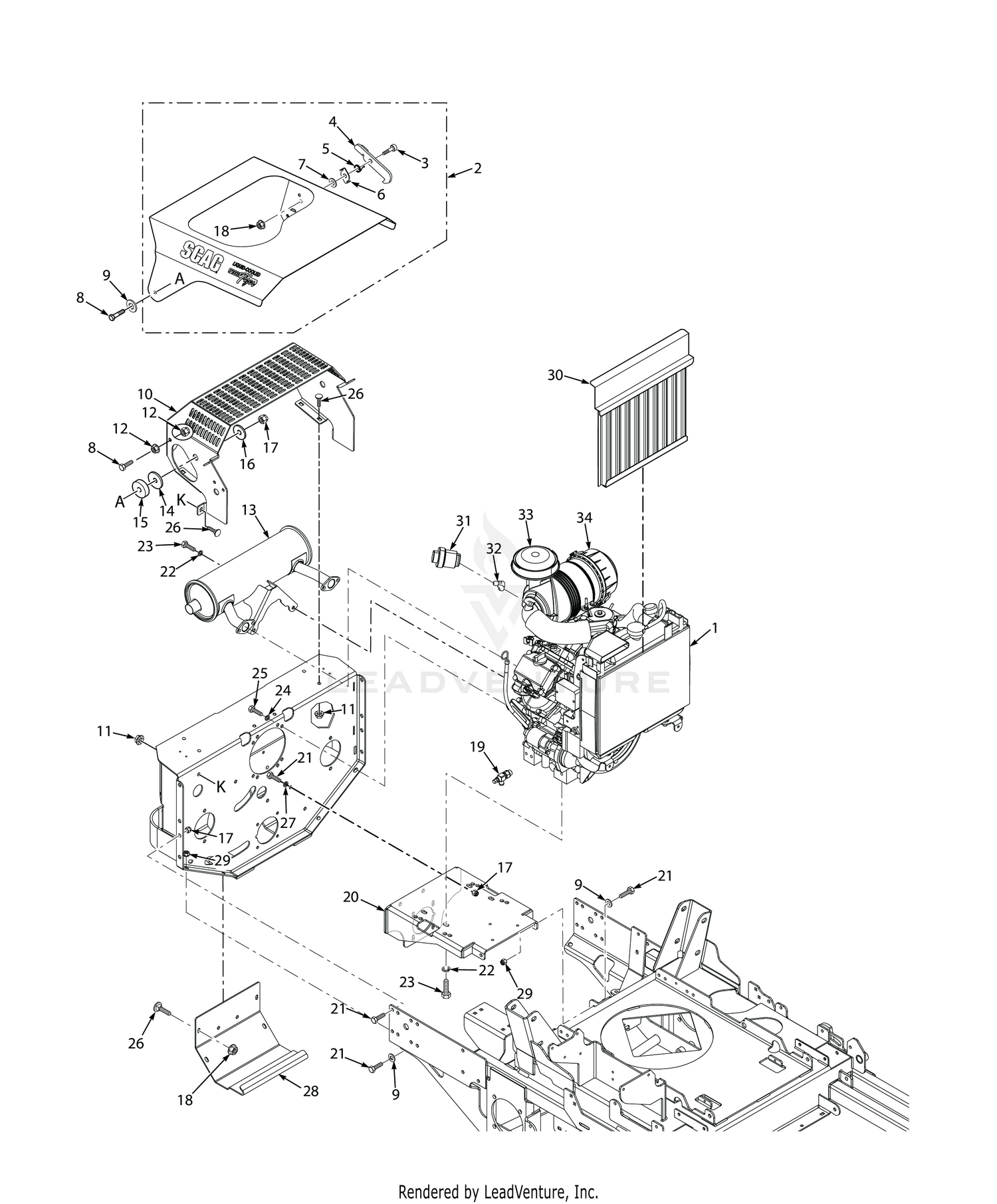 STTII ENGINE & ATTACHING PARTS - LIQUID COOLED (GASOLINE)