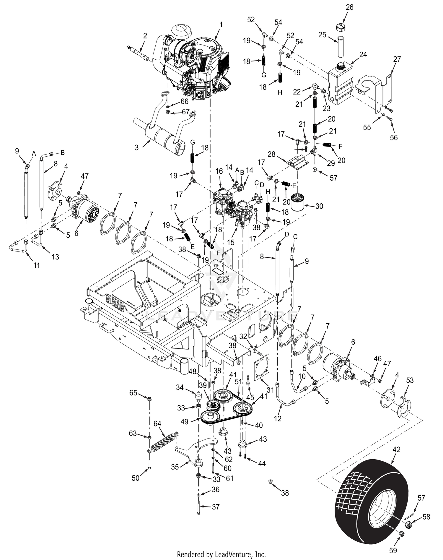STS 60XL HYDRAULICS AND ENGINE COMPONENTS