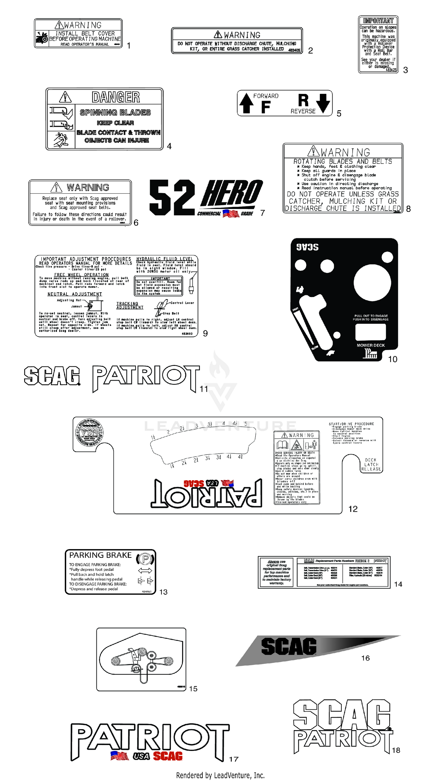 REPLACEMENT DECALS AND INFORMATION PLATES