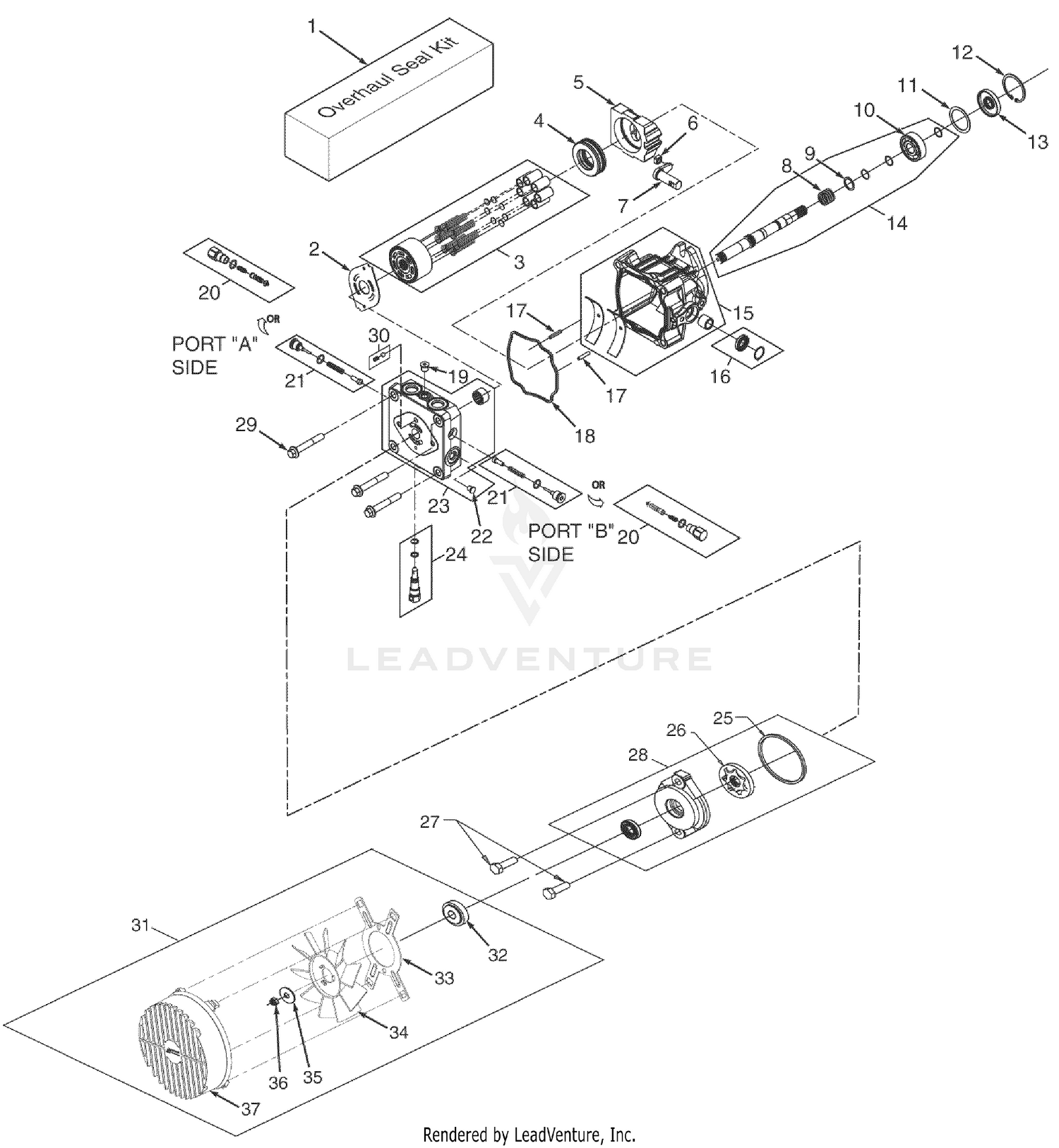 BDP-16A Hydraulic Pump Assembly With Cooling Fan (29DFI, 35BV Only)