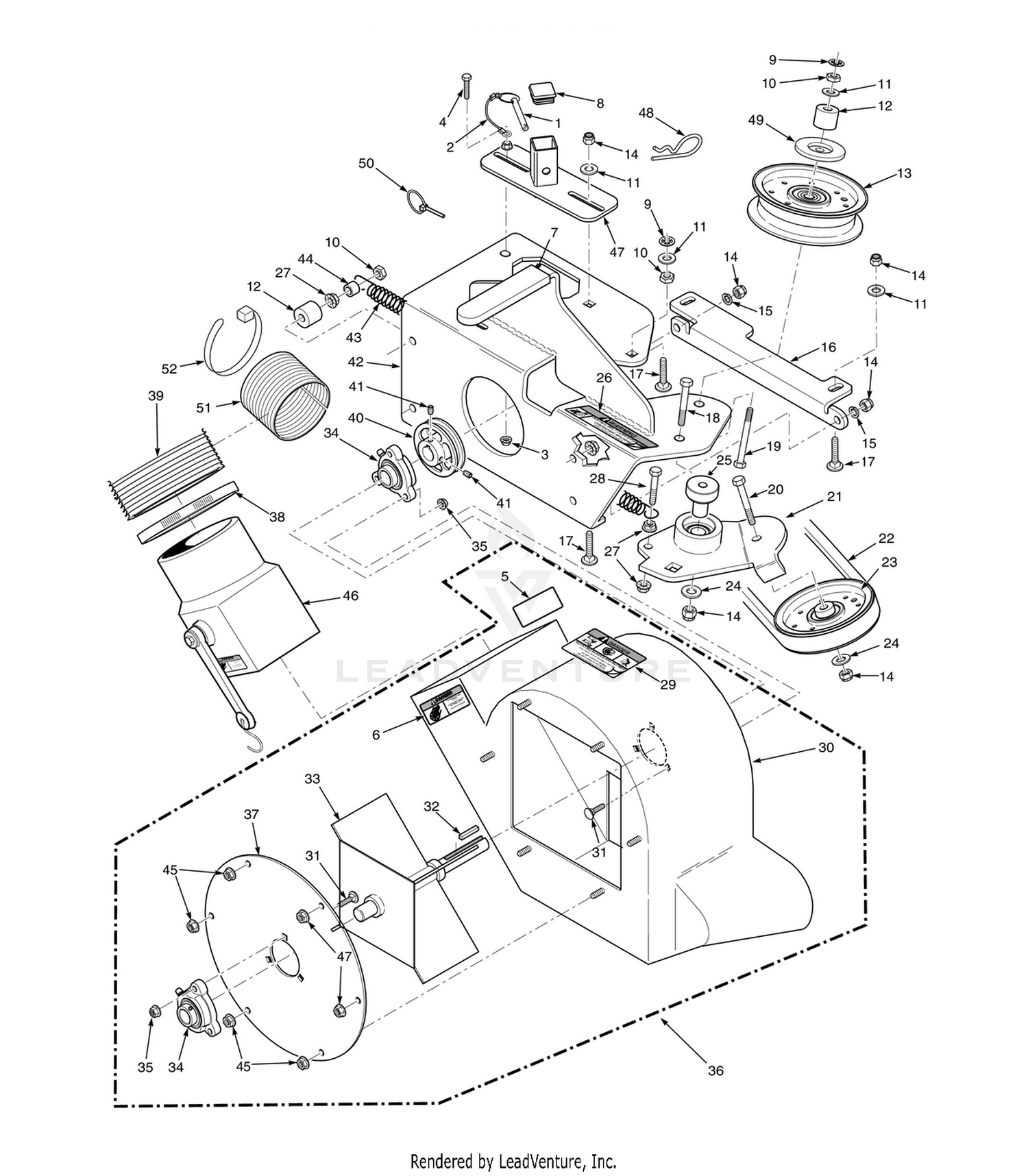 STCII 48"/52" & SCZ 48"/52" BLOWER HOUSING ASSEMBLY