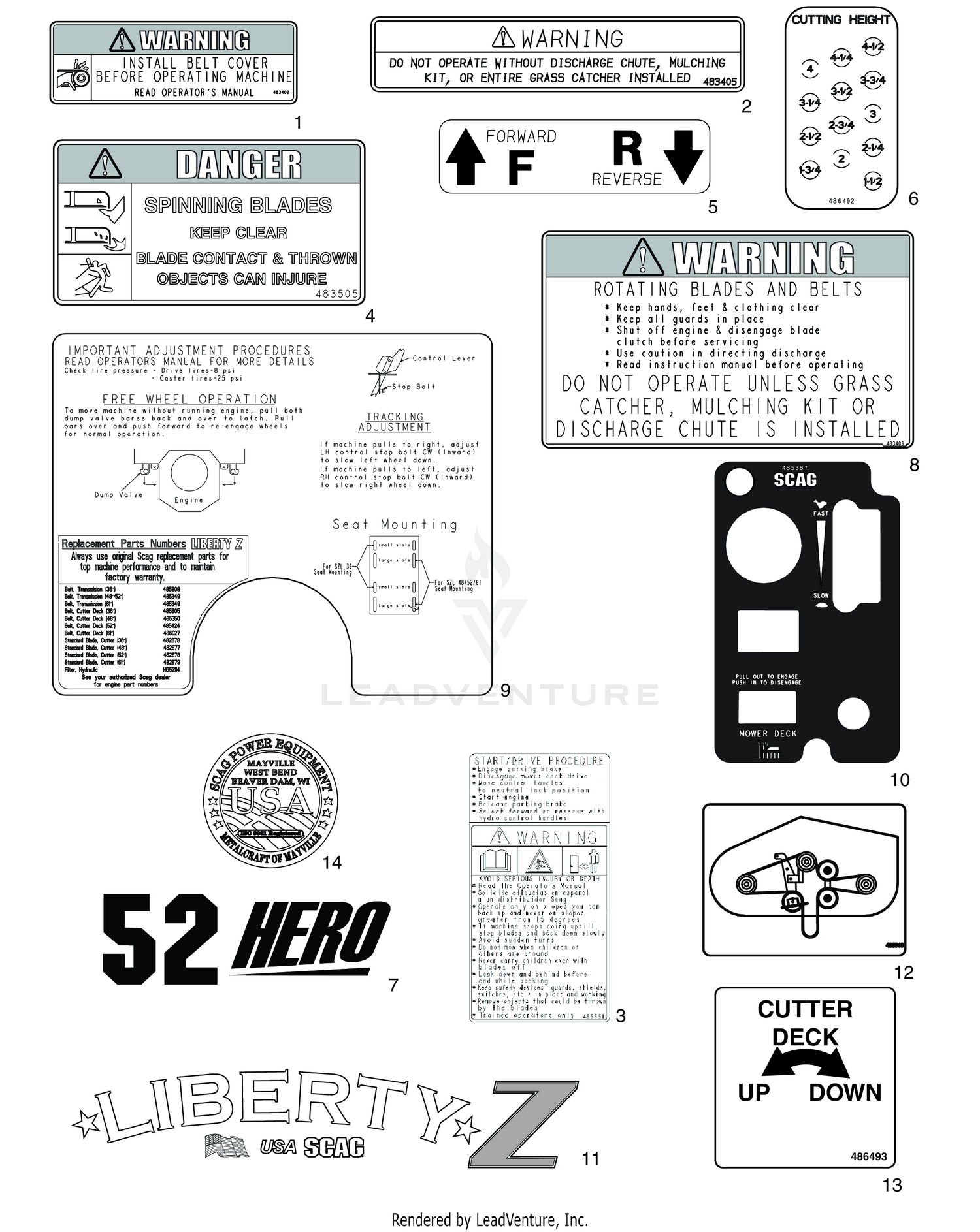 REPLACEMENT DECALS AND INFORMATION PLATES
