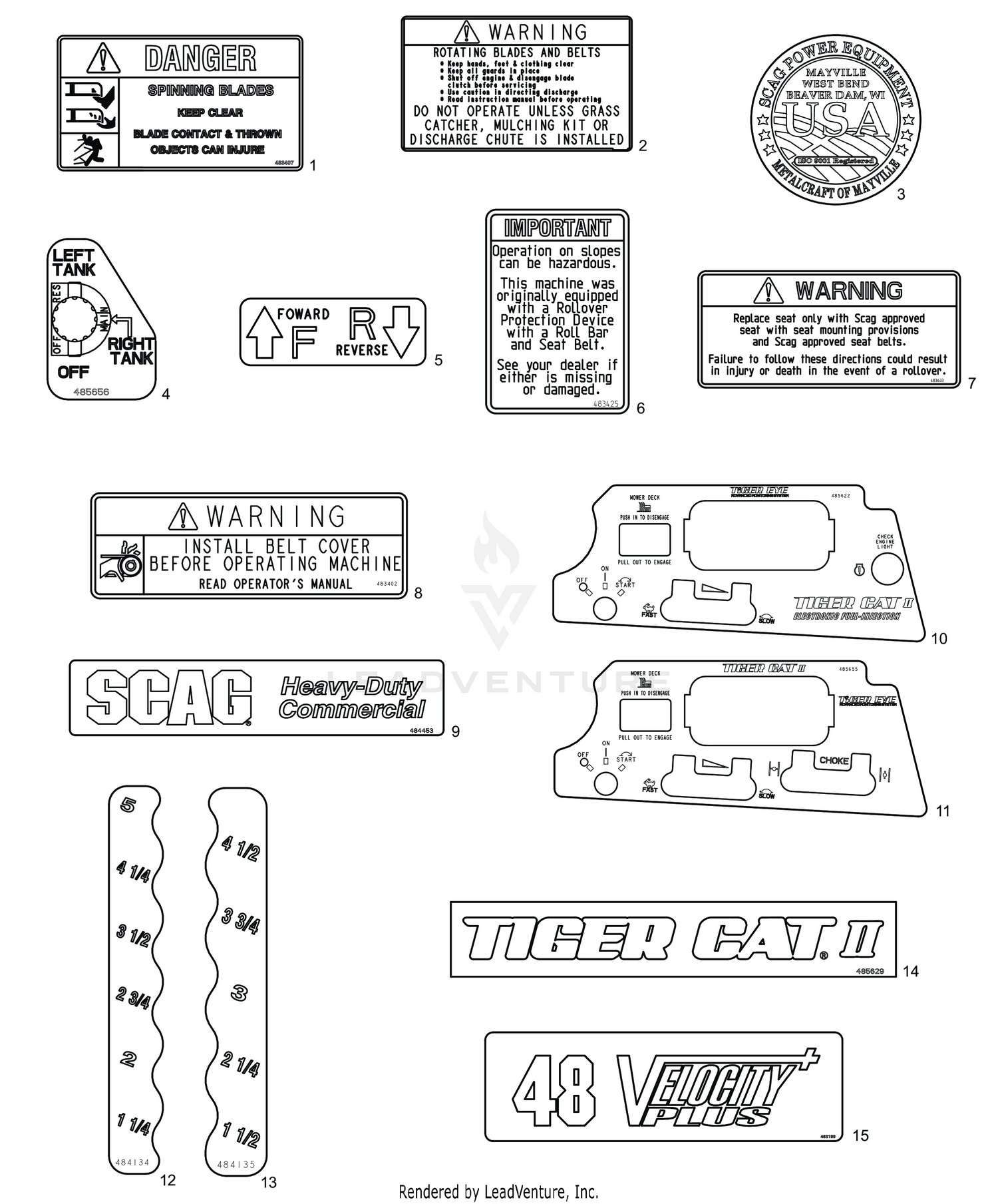 REPLACEMENT DECALS AND INFORMATION PLATES I