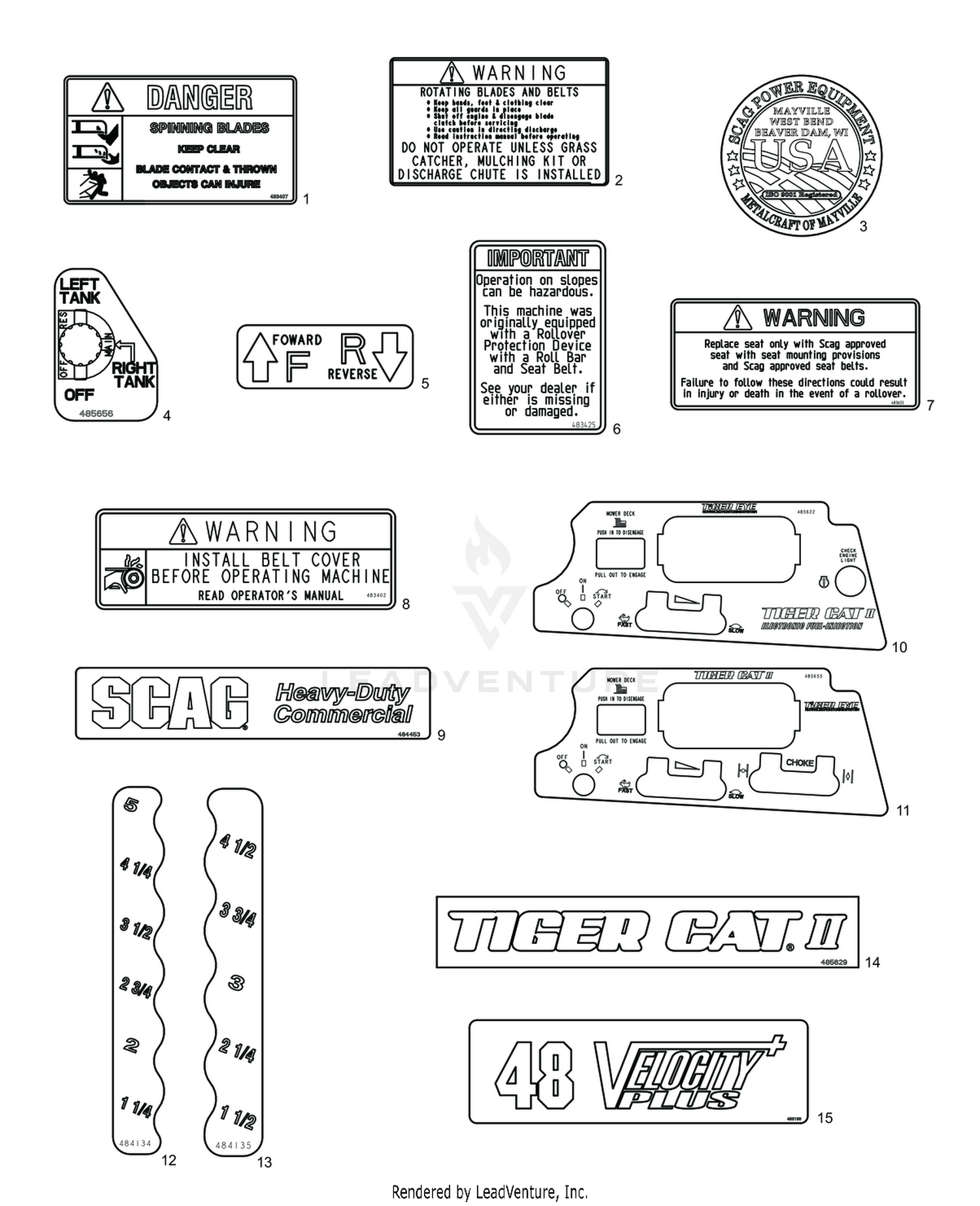 REPLACEMENT DECALS AND INFORMATION PLATES I