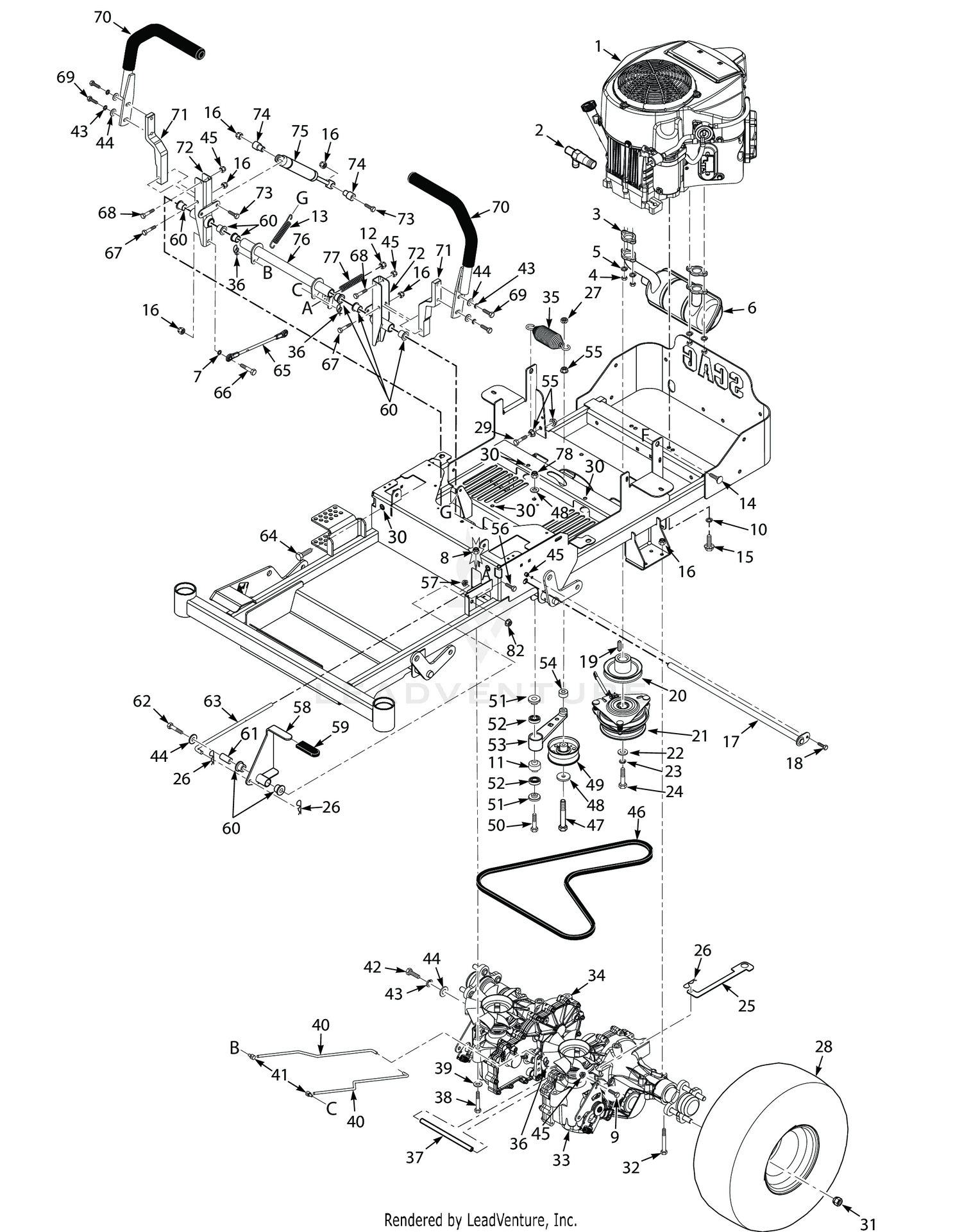 36H & 42H DRIVE SYSTEM COMPONENTS - HYDRO-GEAR AXLES