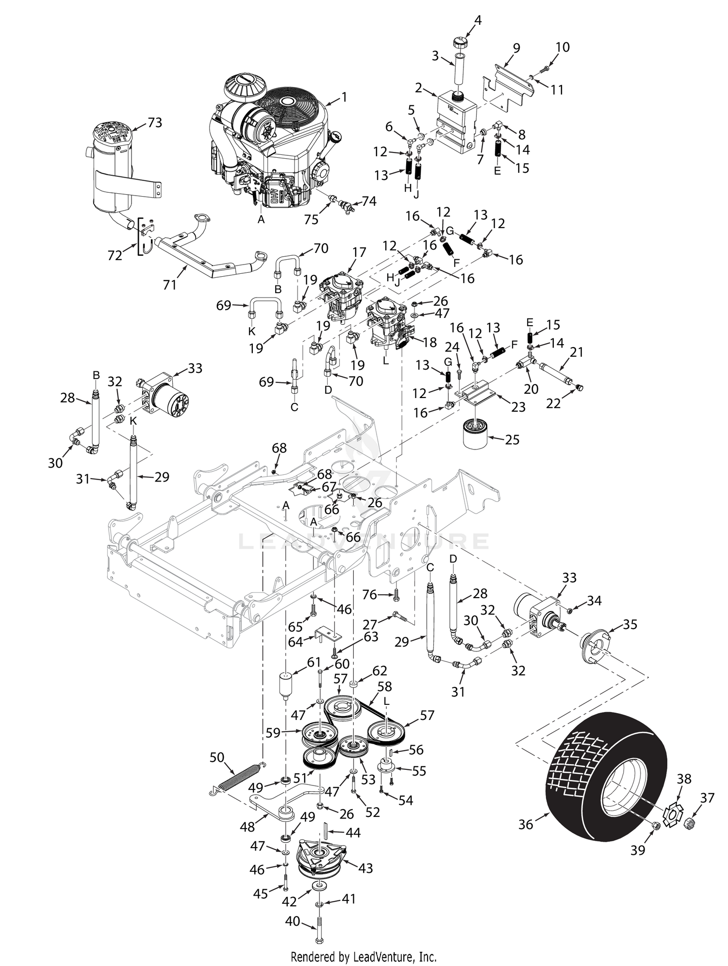 SVRII-32A / 36A HYDRAULICS AND ENGINE COMPONENTS