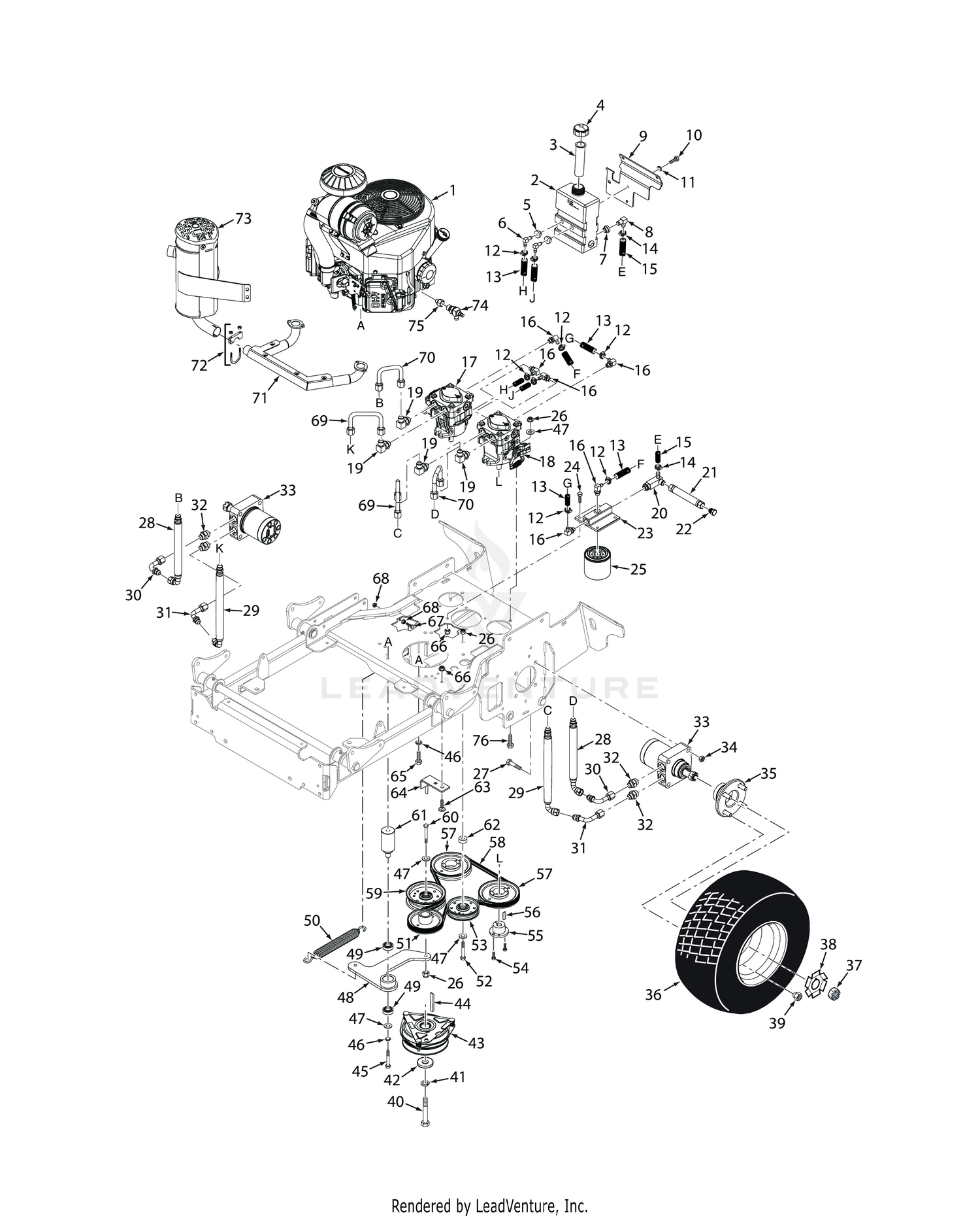 SVRII-32A / 36A HYDRAULICS AND ENGINE COMPONENTS