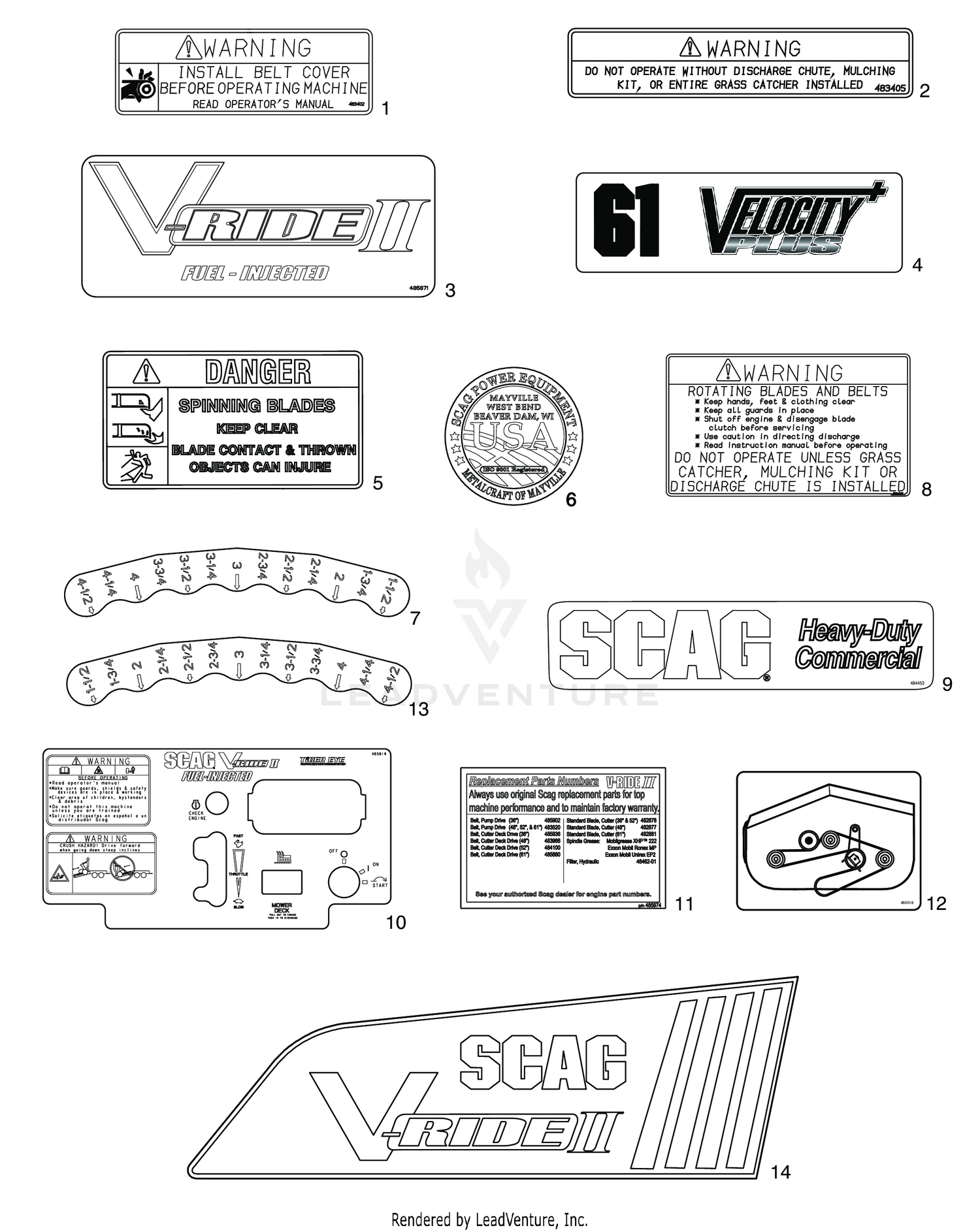 REPLACEMENT DECALS AND INFORMATION PLATES