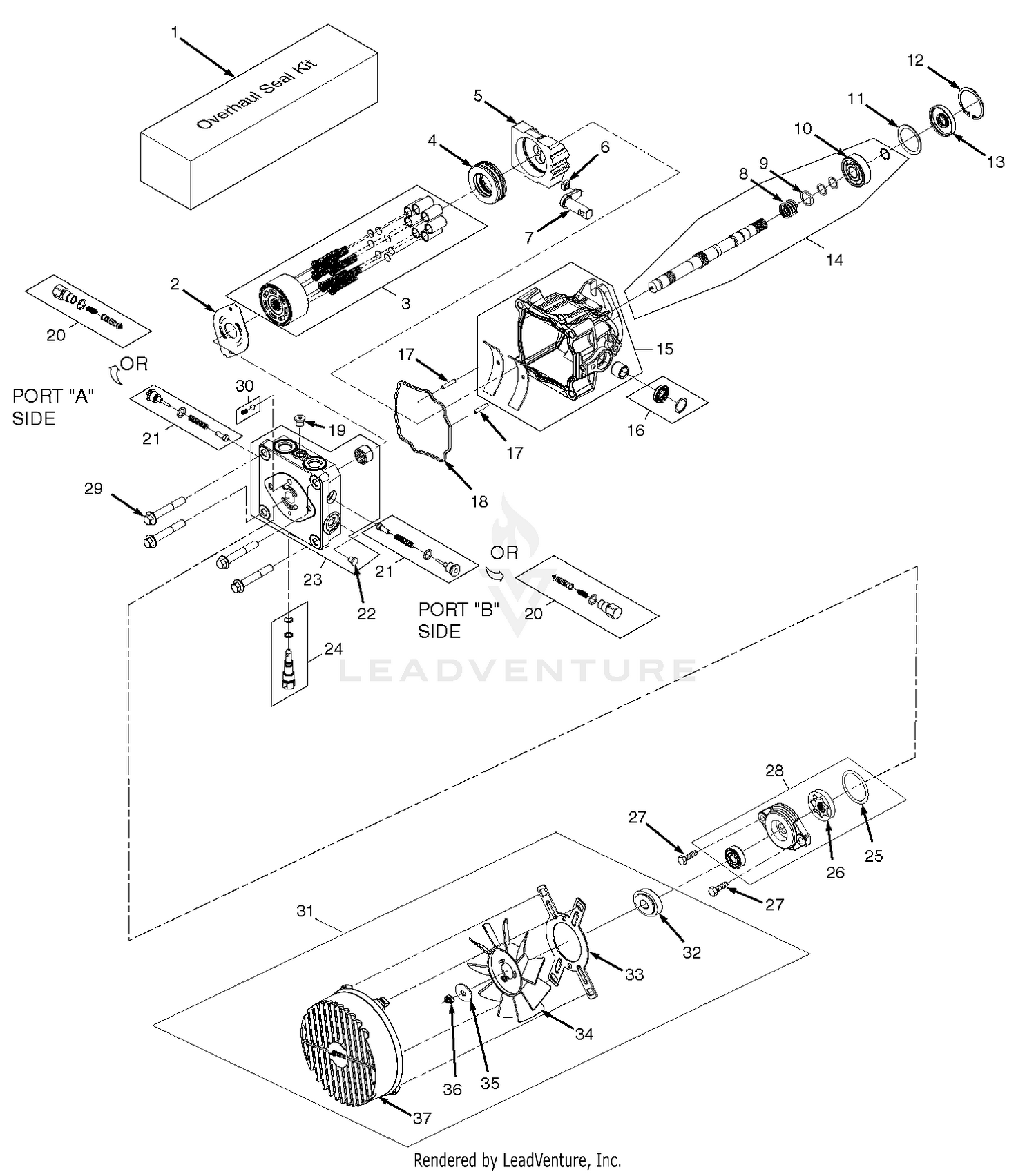 BDP-16A Hydraulic Pump Assembly Cooling Fan (29DFI & 35BVAC)