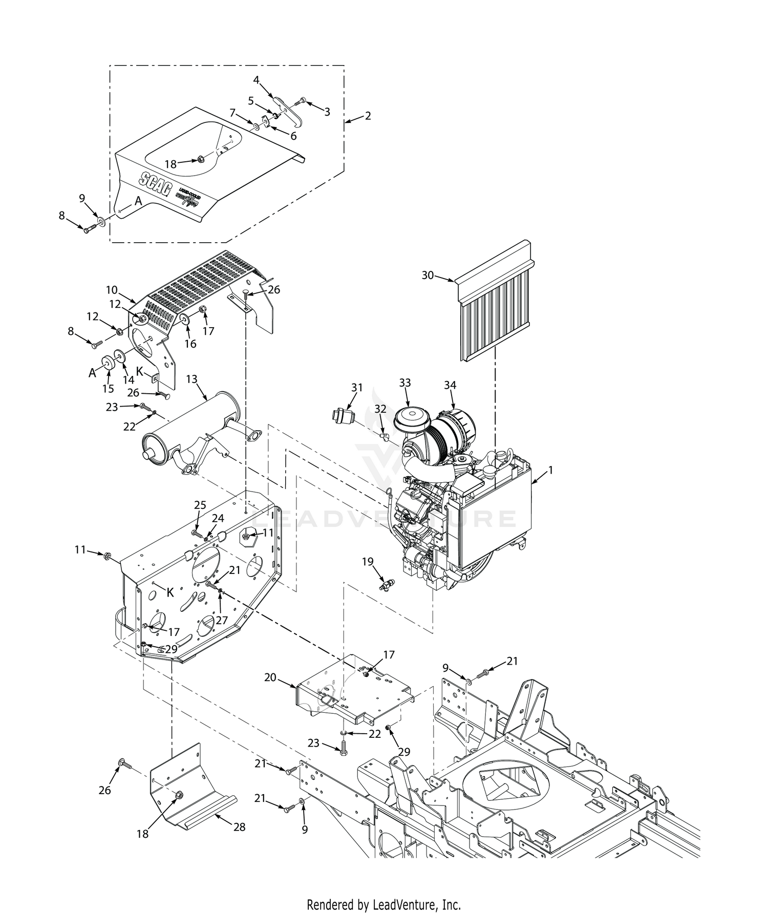 STTII ENGINE & ATTACHING PARTS - LIQUID COOLED (GASOLINE)