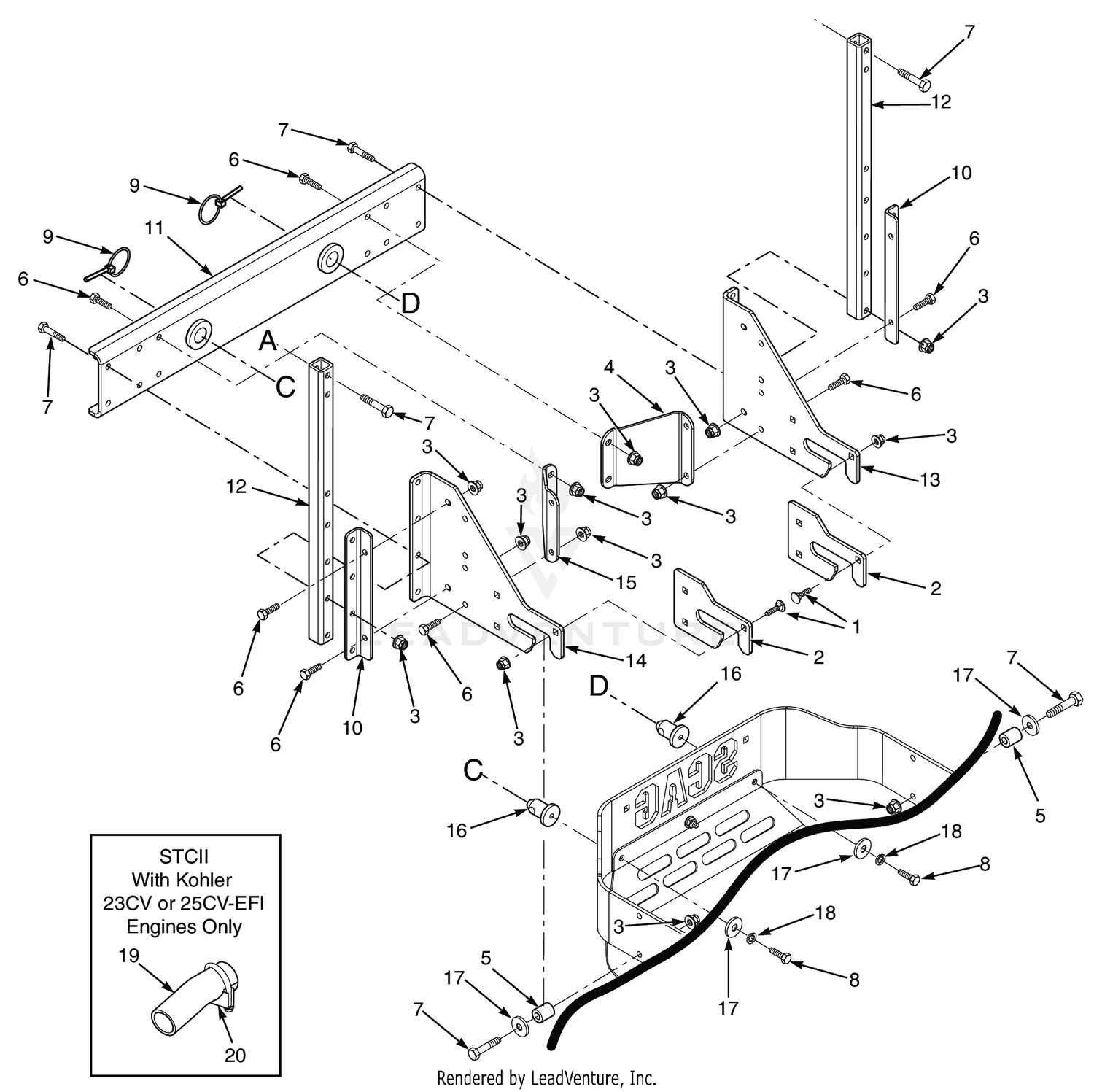 SCZ 48"/52"STCII 48"/52"/61" BAG SUPPORT COMPONENTS (LOWER)