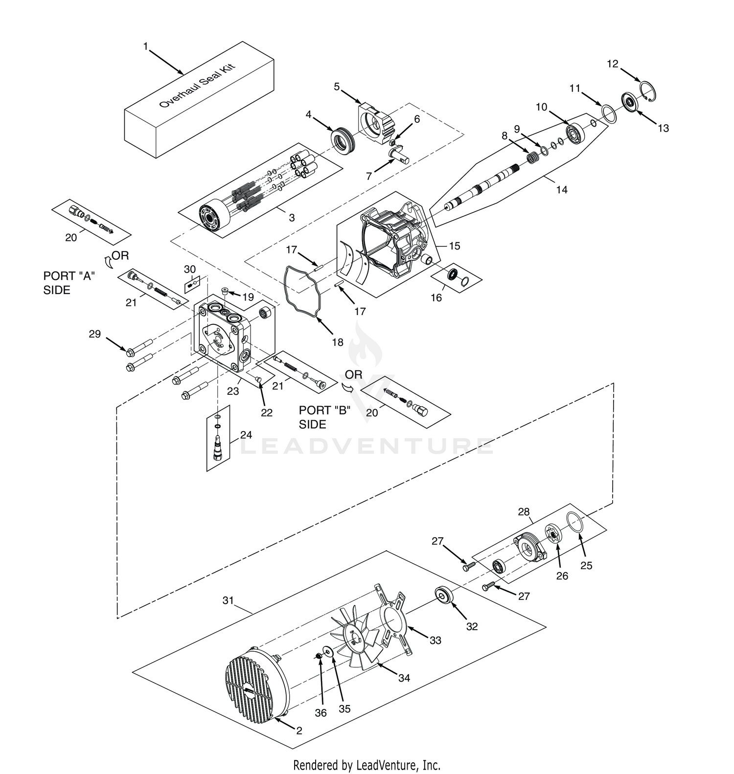 BDP-16A HYDRAULIC PUMP ASSEMBLY with COOLING FAN