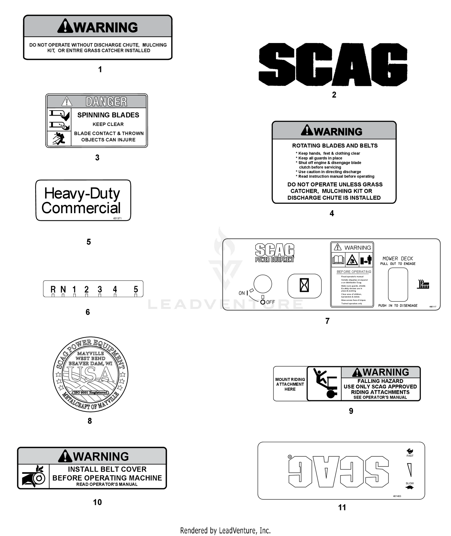 REPLACEMENT DECALS AND INFORMATION PLATES