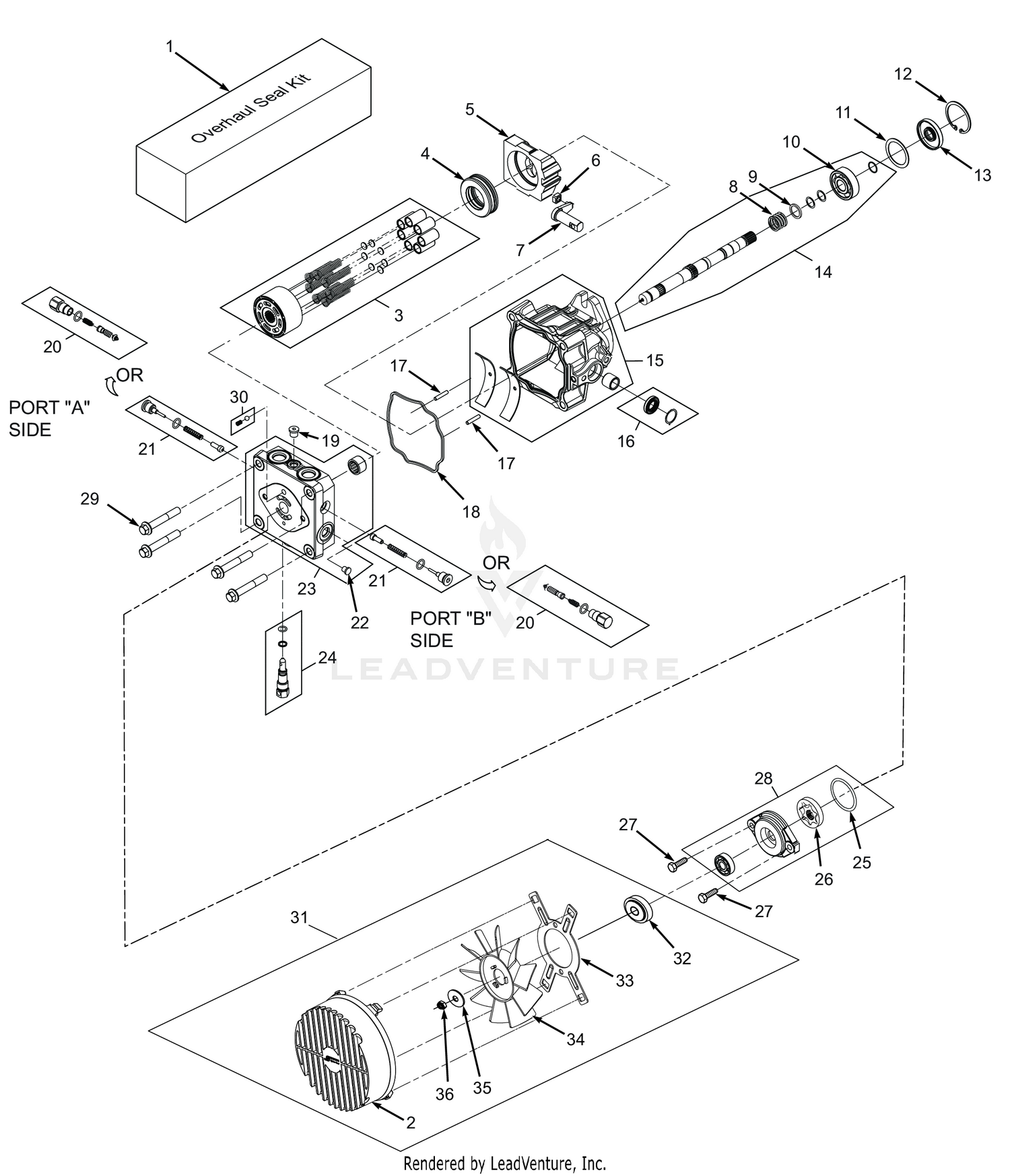 BDP-16A HYDRAULIC PUMP ASSEMBLY WITH COOLING FAN