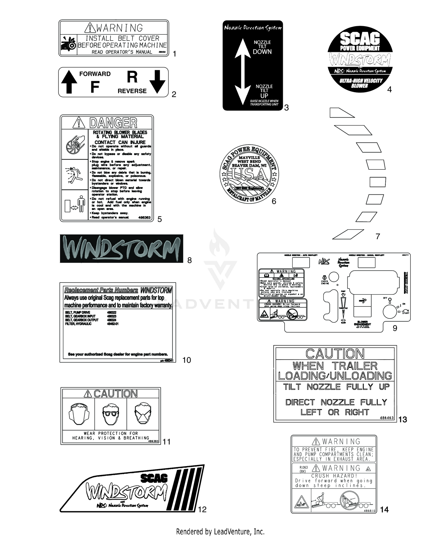 REPLACEMENT DECALS AND INFORMATION PLATES